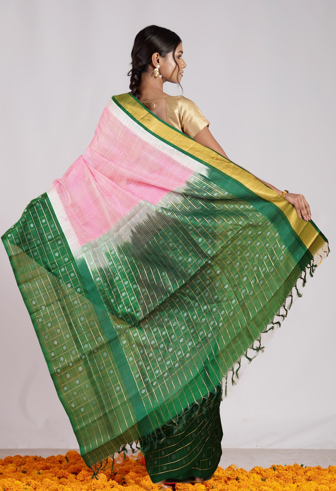 Pink Pure Handloom Assam Silk Saree-UNM78288