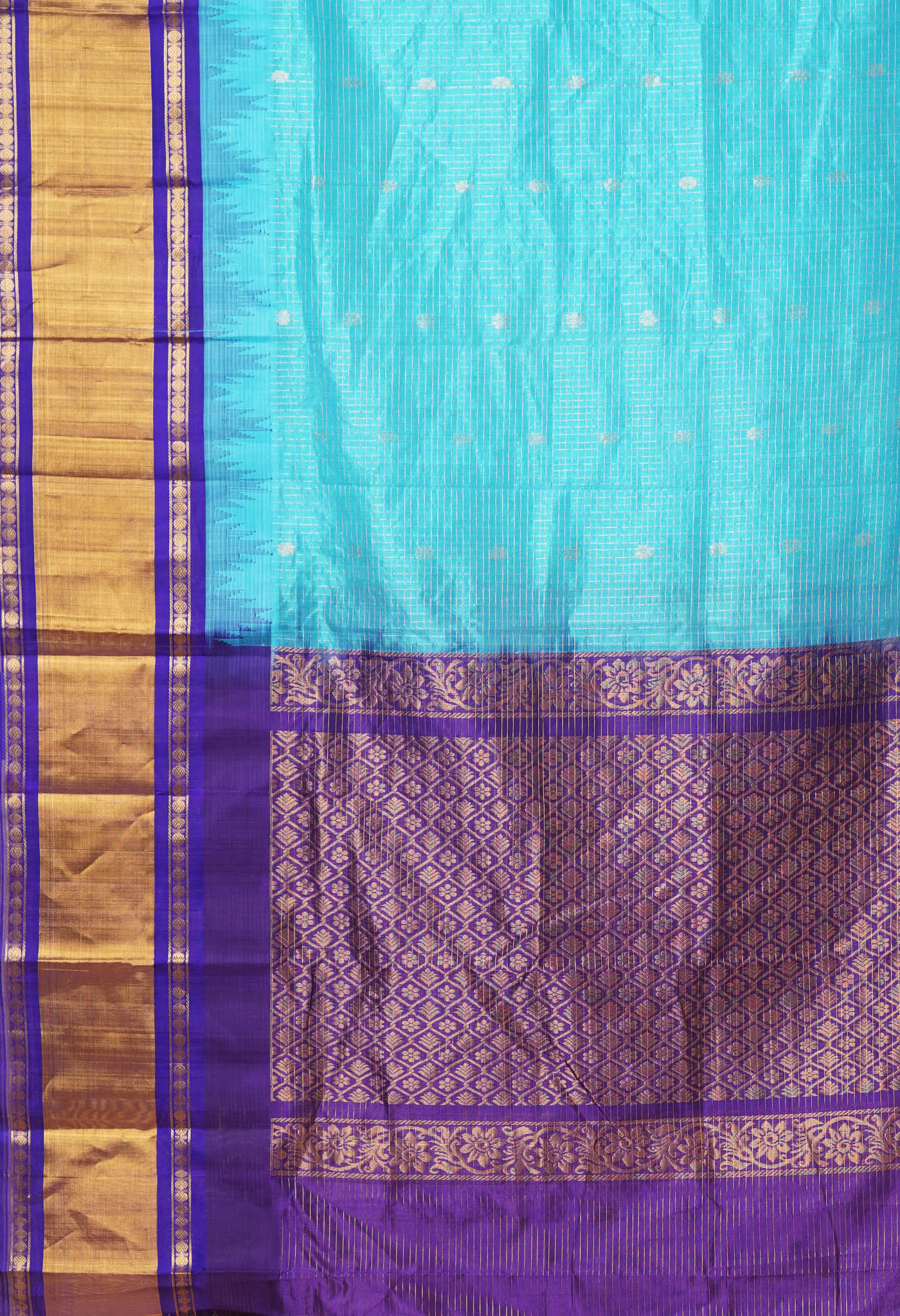 Blue Pure Handloom Assam Silk Saree-UNM78293