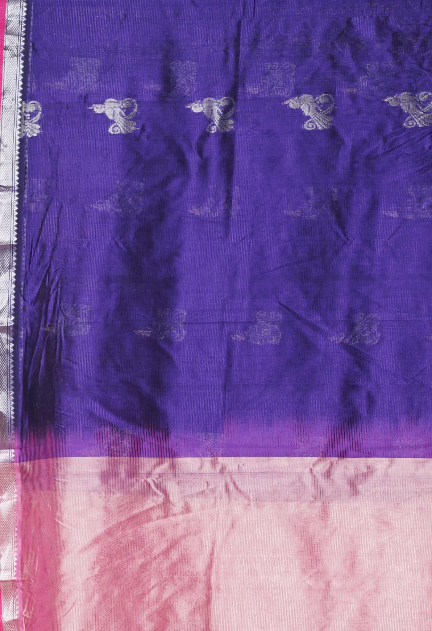 Dark Blue Pure Handloom Fancy Assam Silk Saree