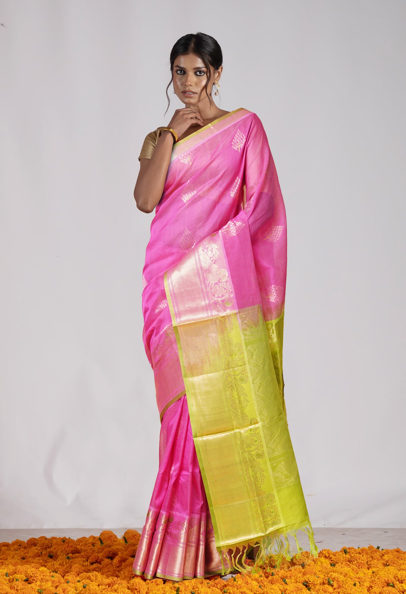 Pink Pure Handloom Fancy Assam Silk Saree