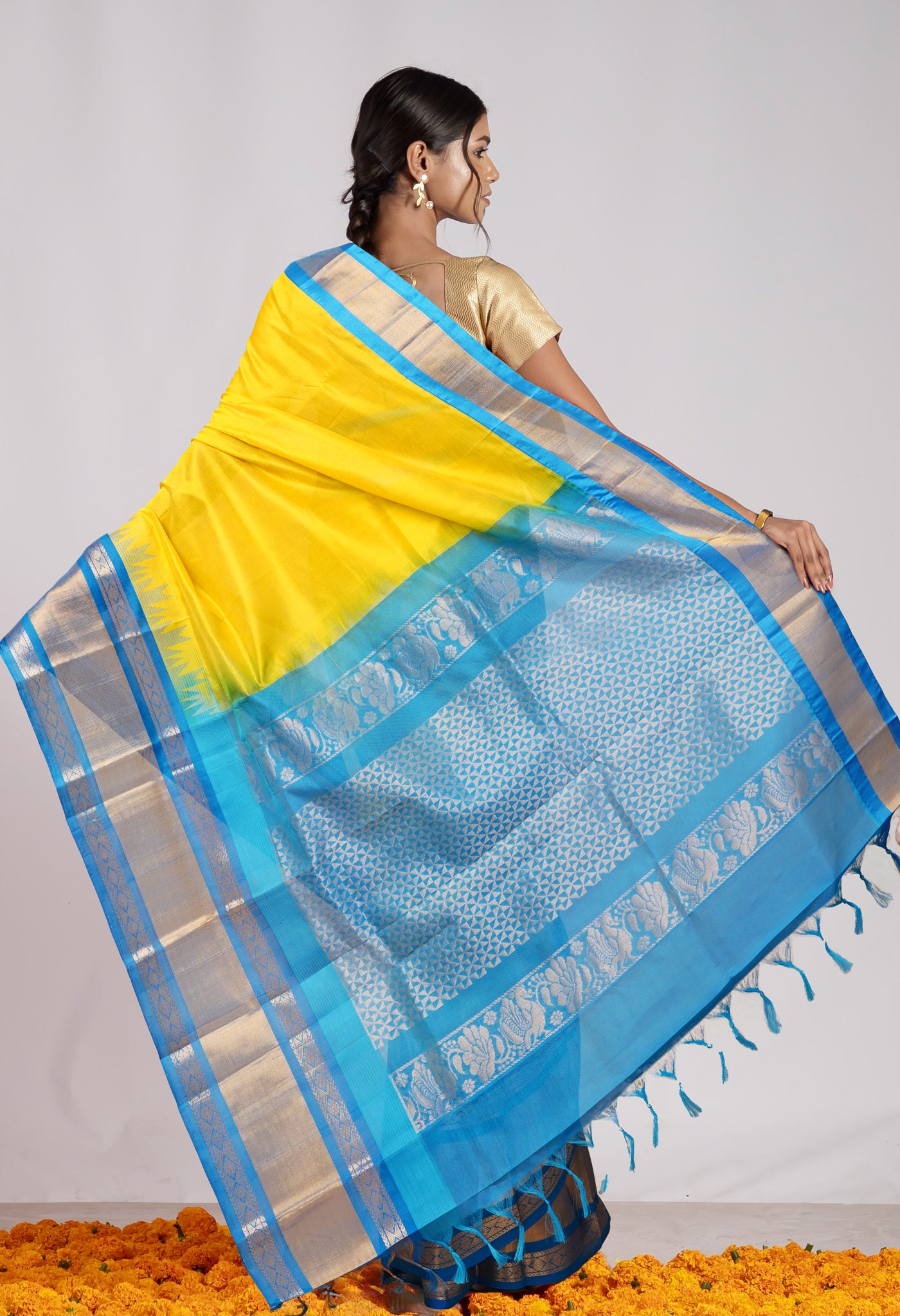 Yellow Pure Handloom Assam Silk Saree-UNM78309