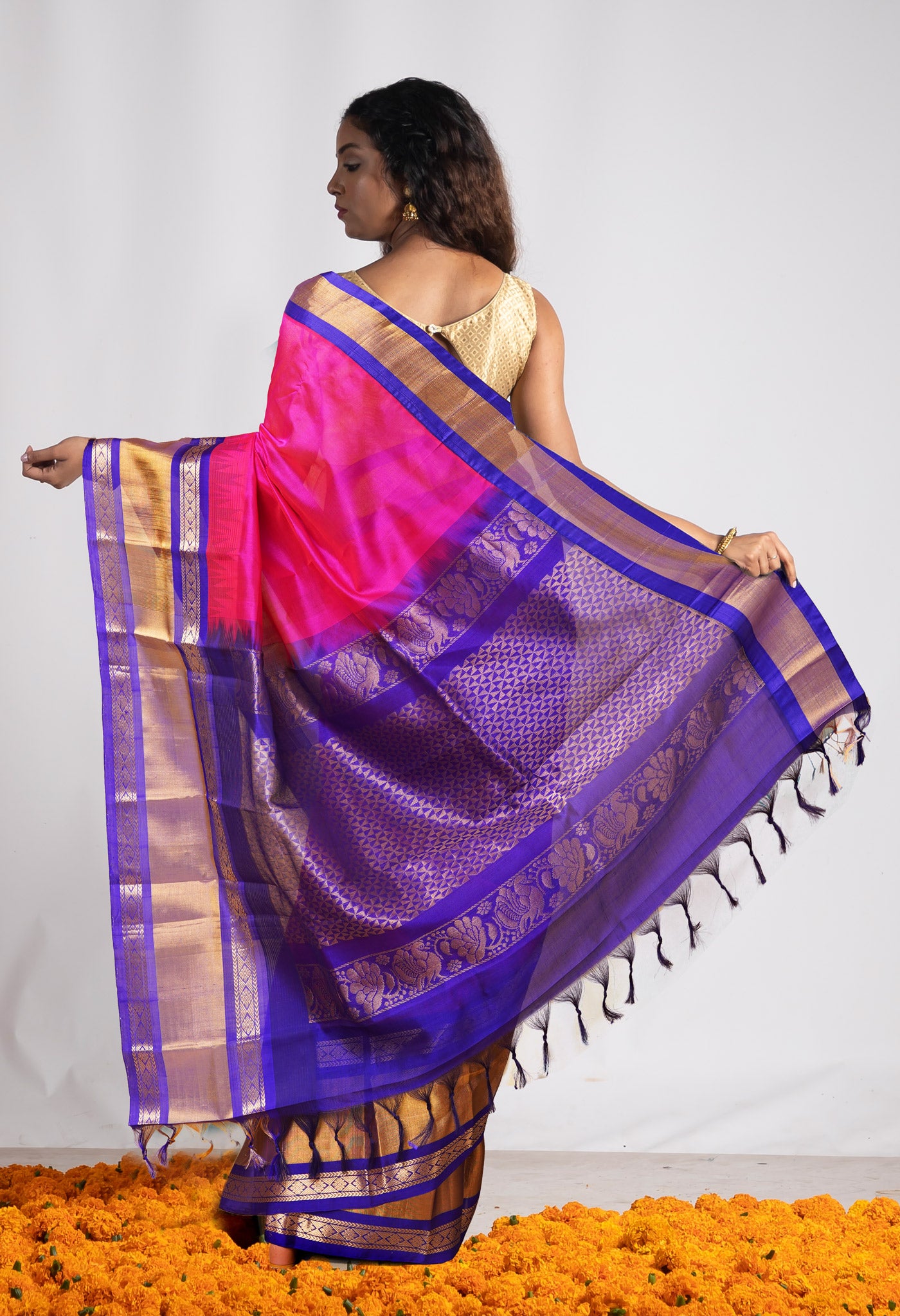 Pink Pure Handloom Assam Silk Saree-UNM78312