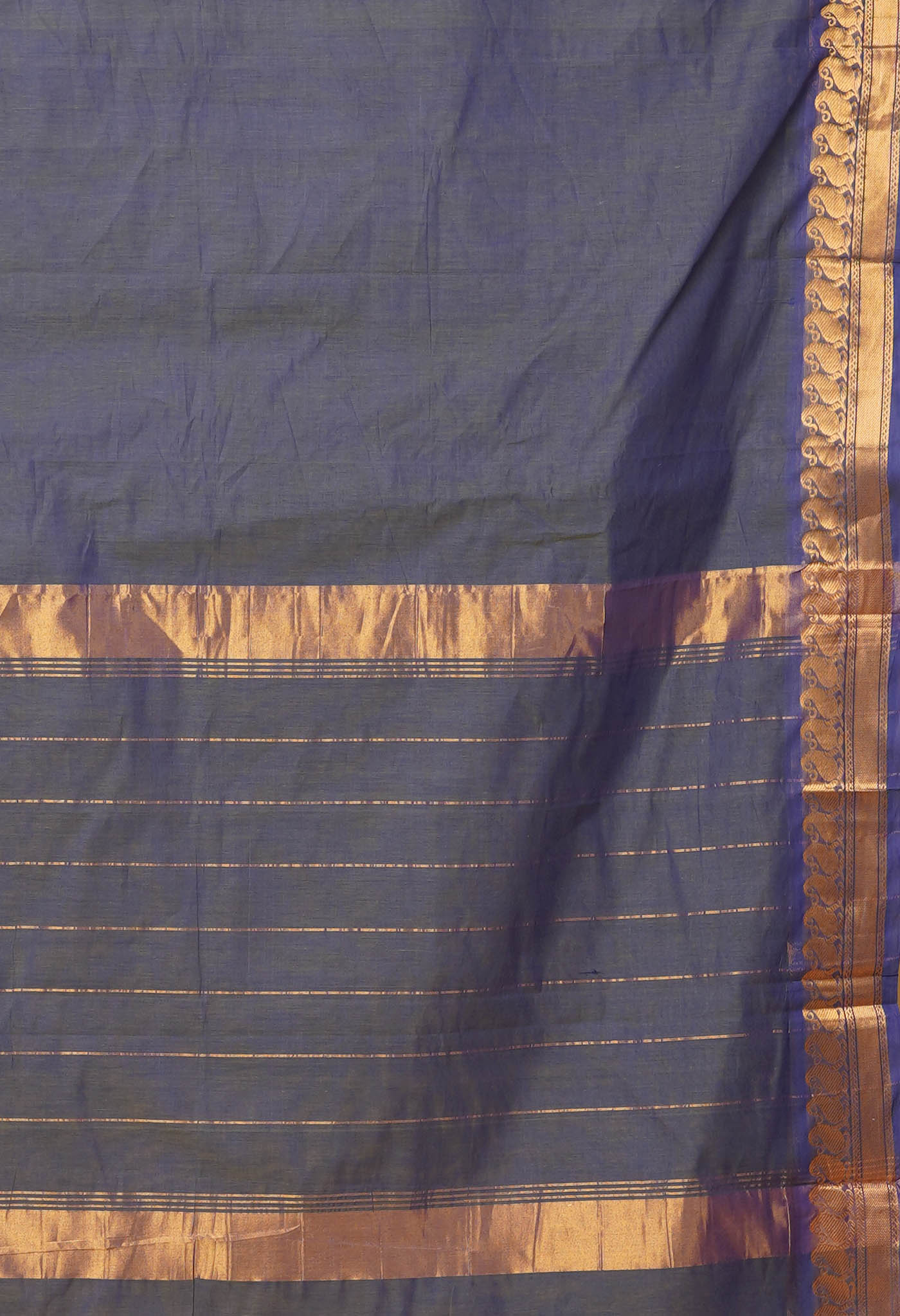 Grey Pure Handloom Gadwal Superfine Cotton Saree-UNM78330