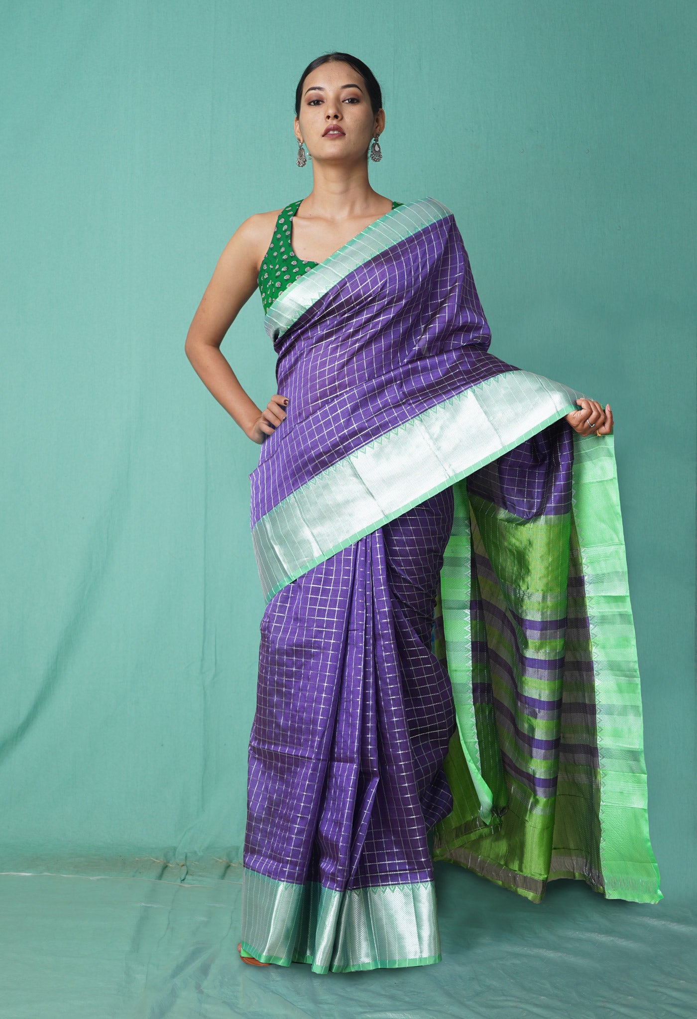 Violet Pure Mangalgiri Soft Silk Saree