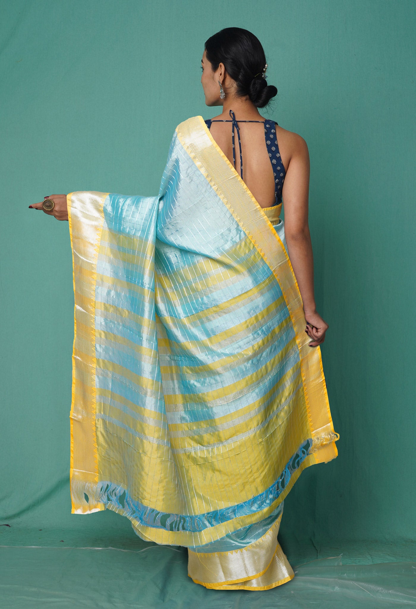 Sky Blue Pure Mangalgiri Soft Silk Saree