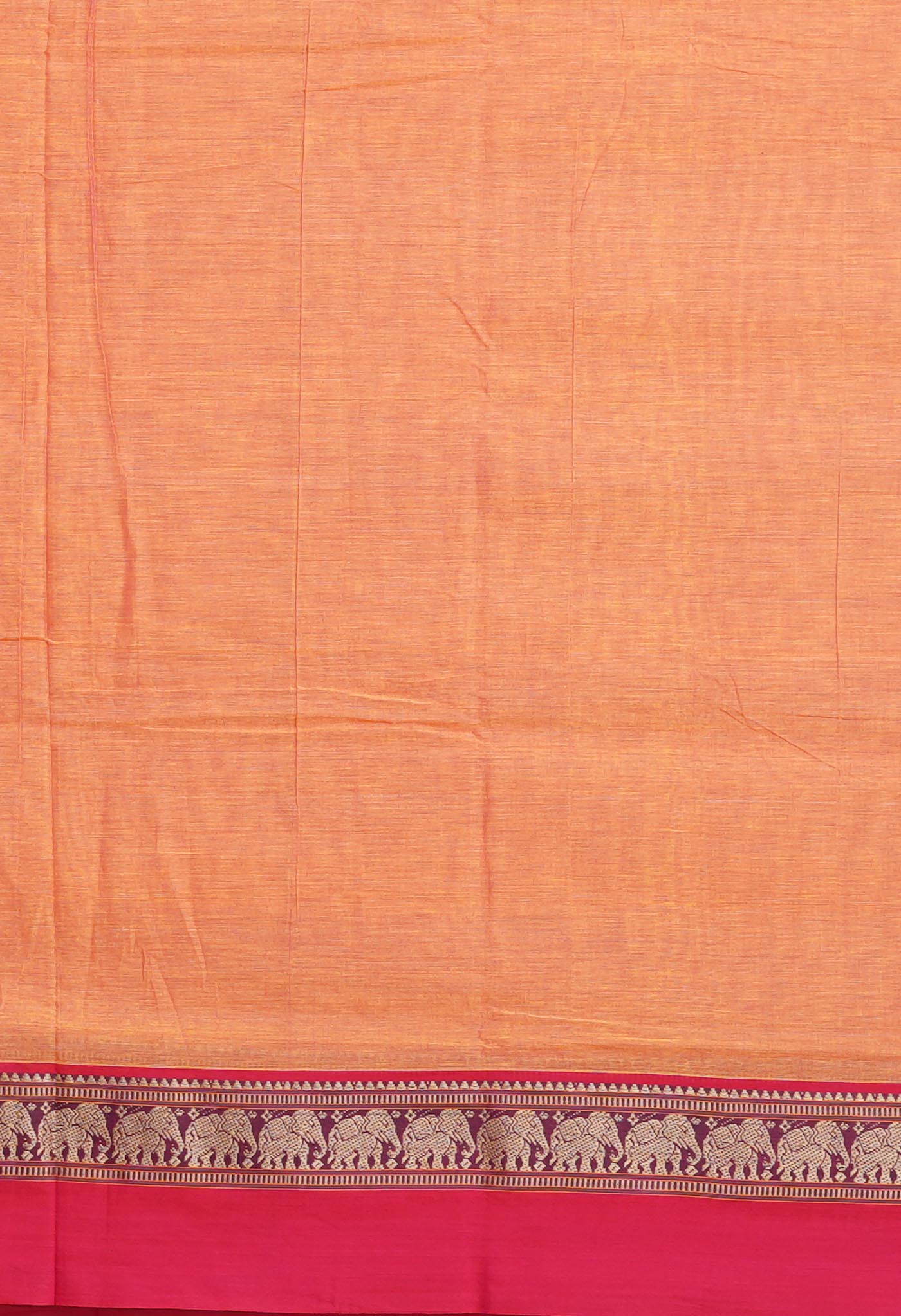 Orange-Pink Pure Handloom Narayani Cotton Saree-UNM78361