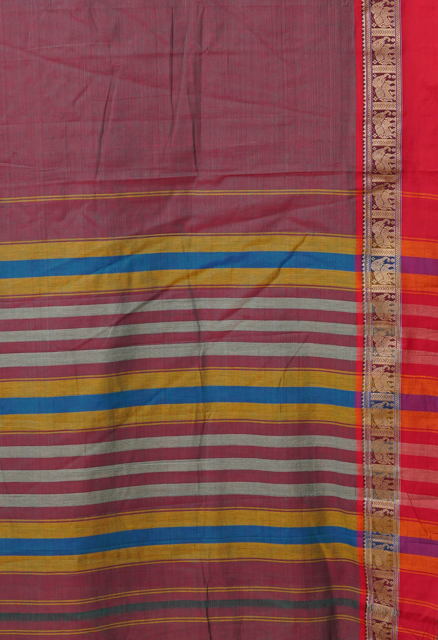 Green-Red Pure Handloom Narayani Cotton Saree