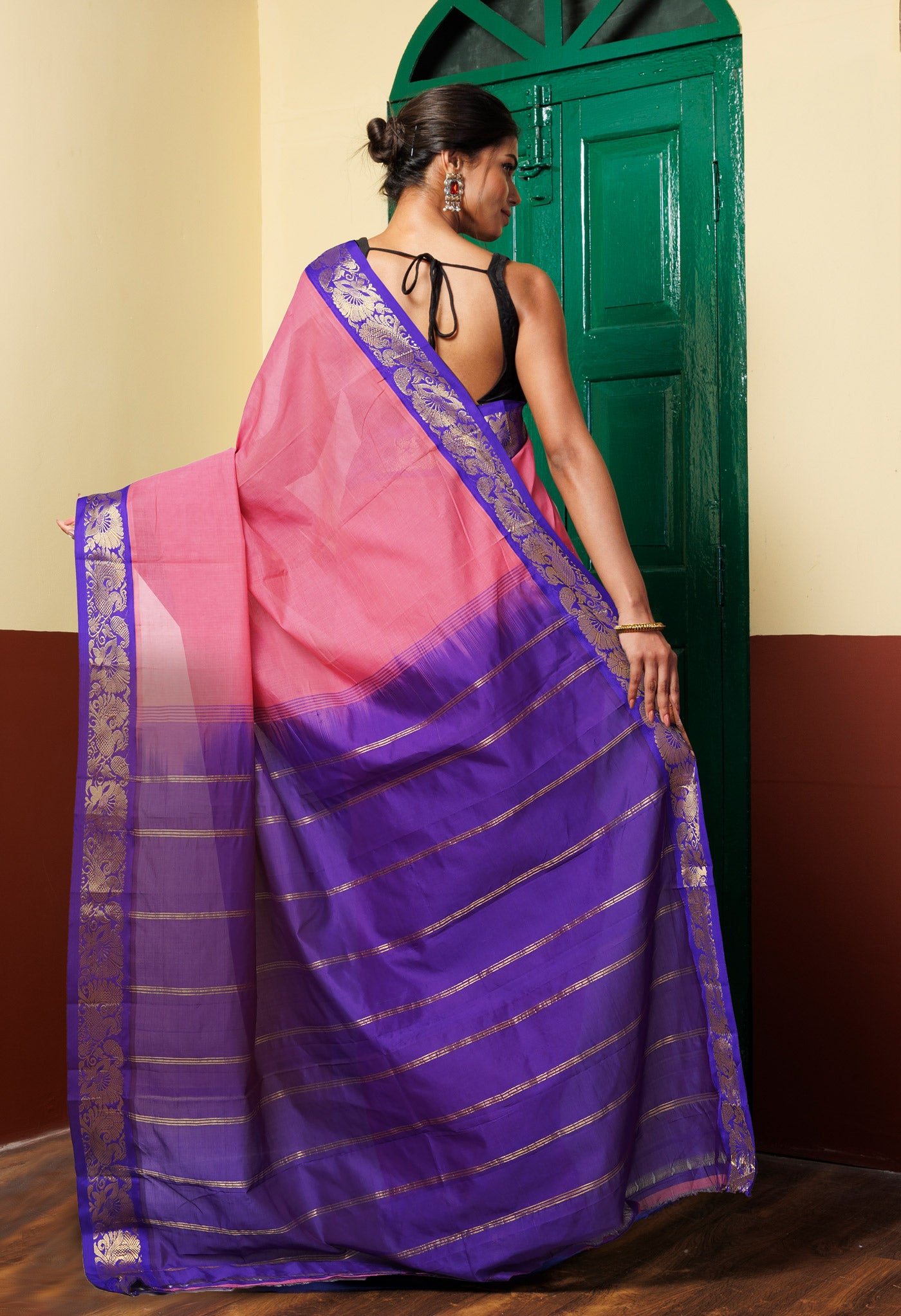 Pink Pure Handloom Gadwal Cotton Saree-UNM78420