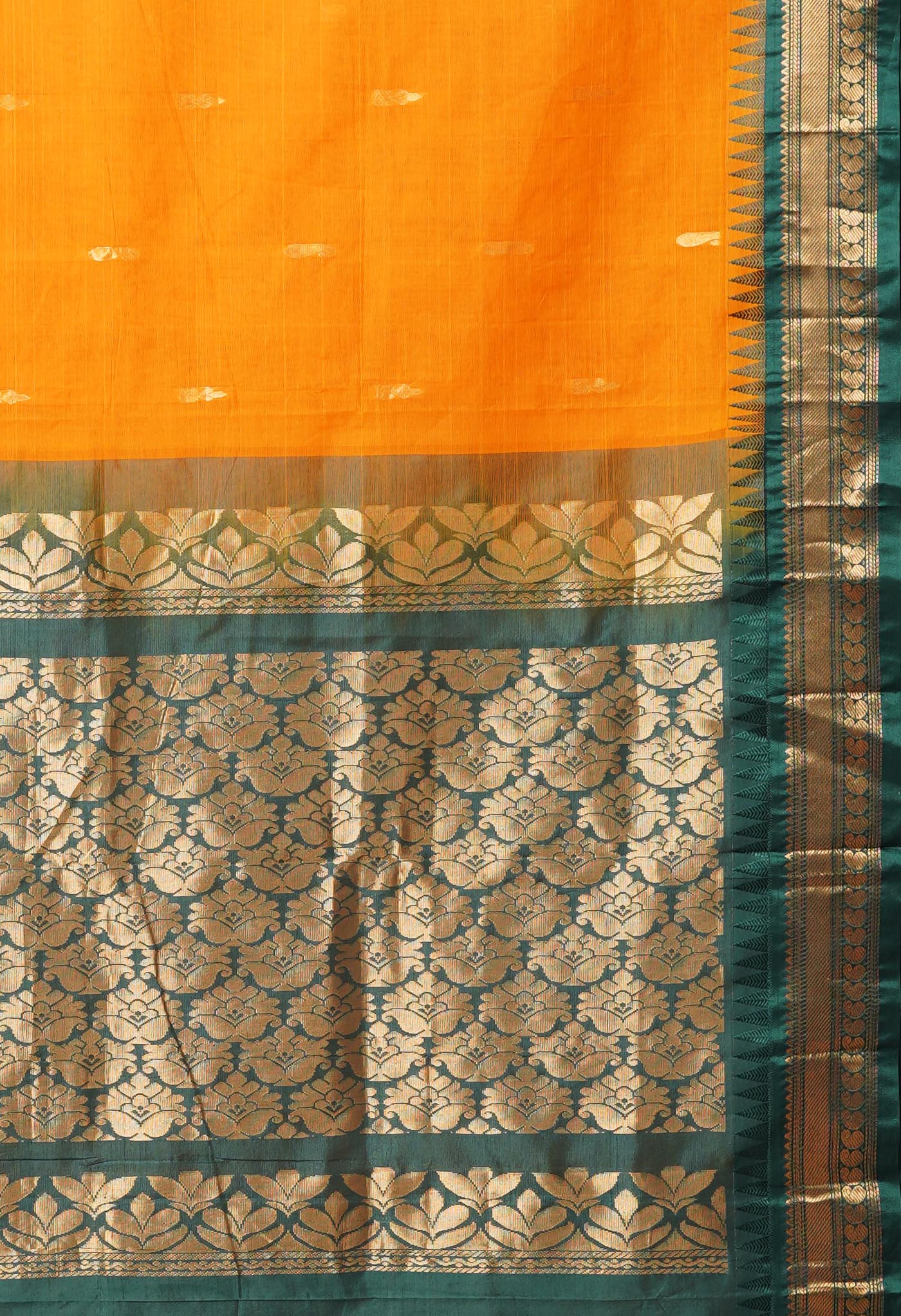 Yellow Pure Handloom Gadwal Cotton Saree