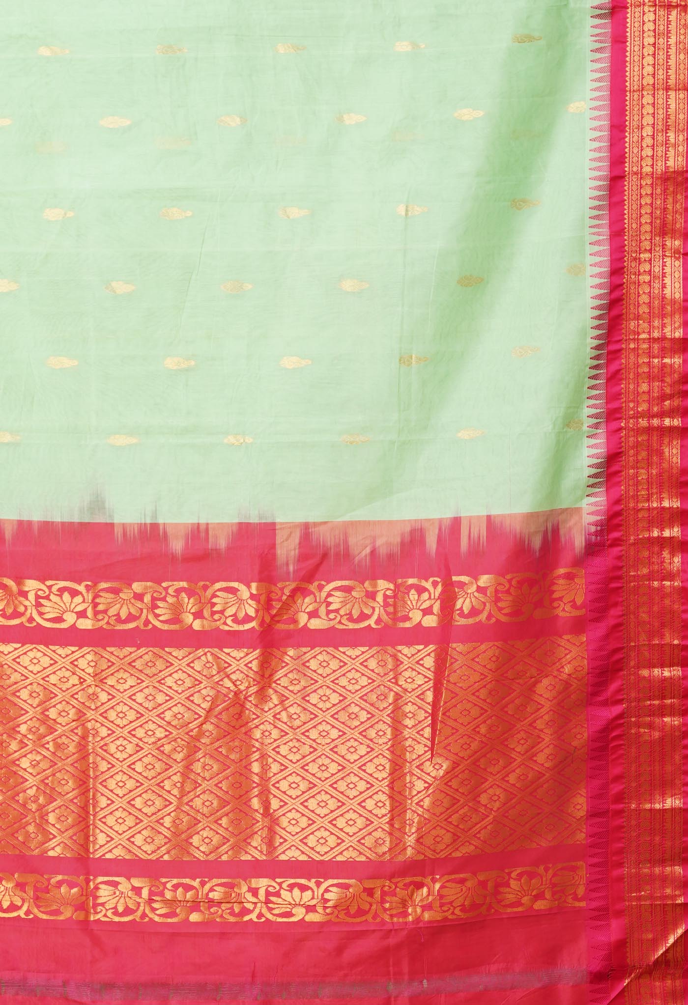 Green Pure Handloom Gadwal Cotton Saree