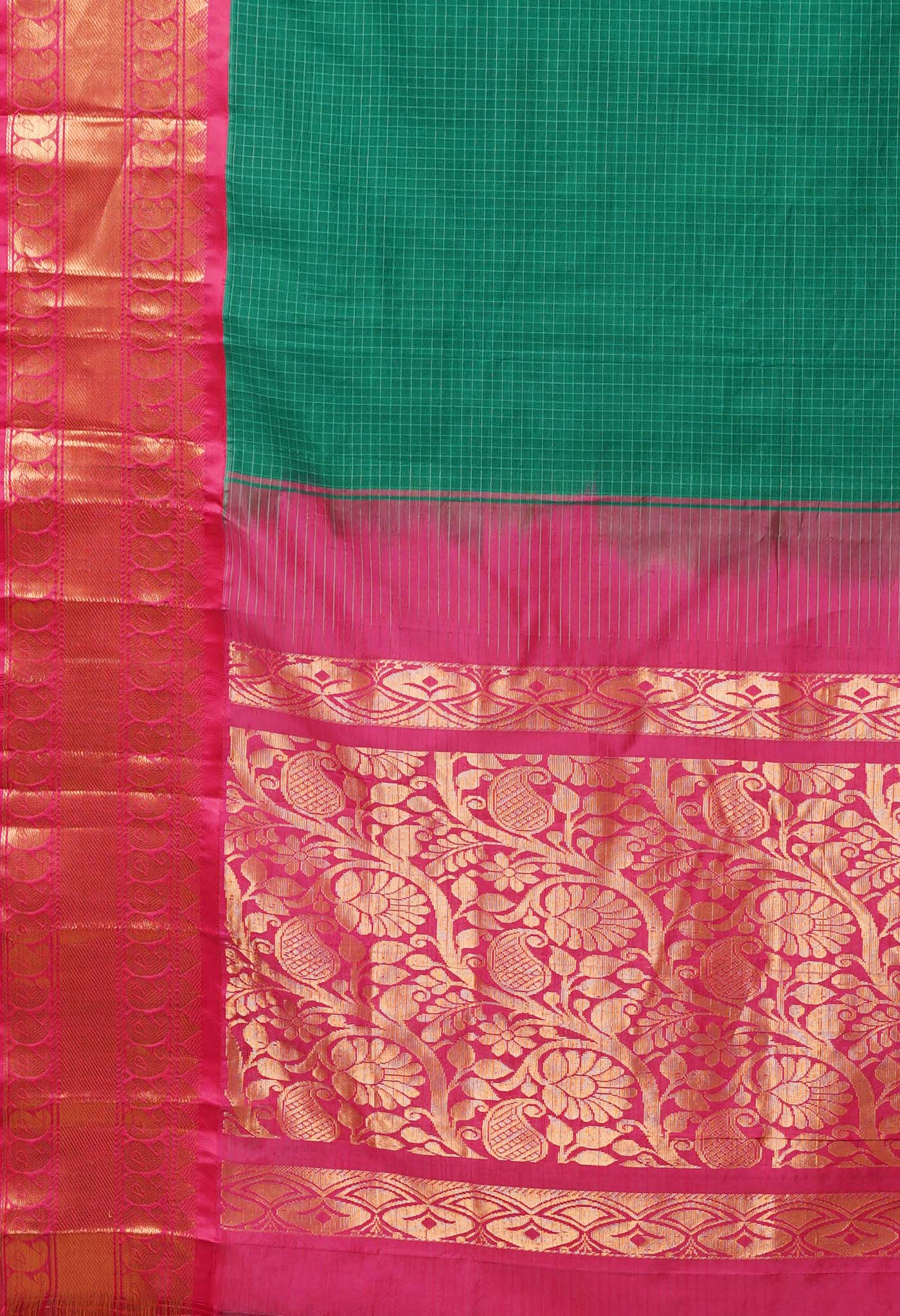 Green Pure Handloom Gadwal Cotton Saree