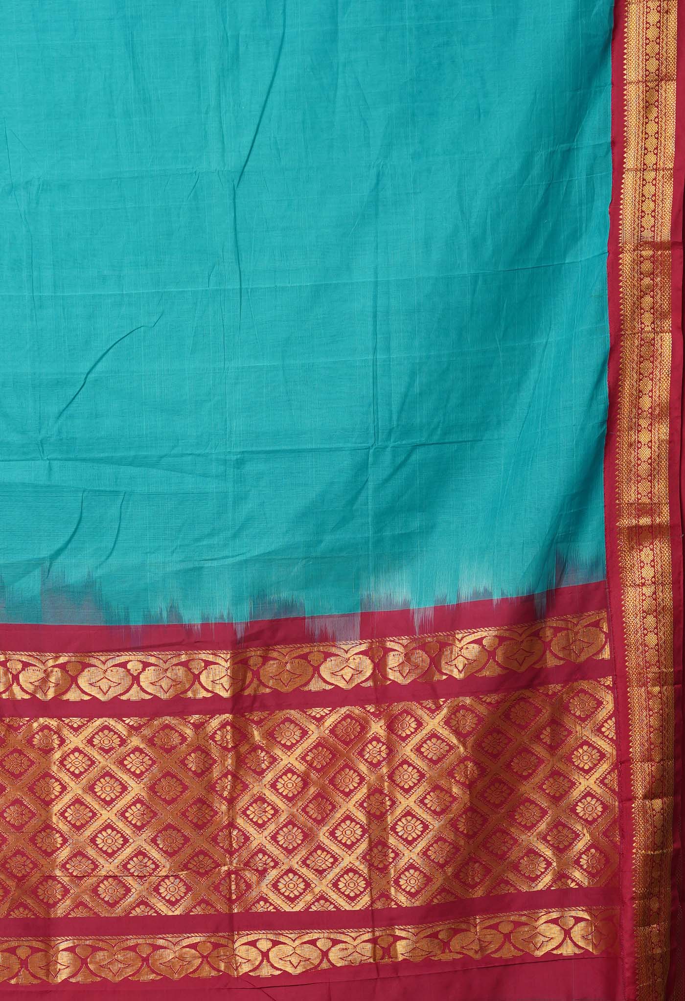 Green Pure Handloom Gadwal Cotton Saree-UNM78442