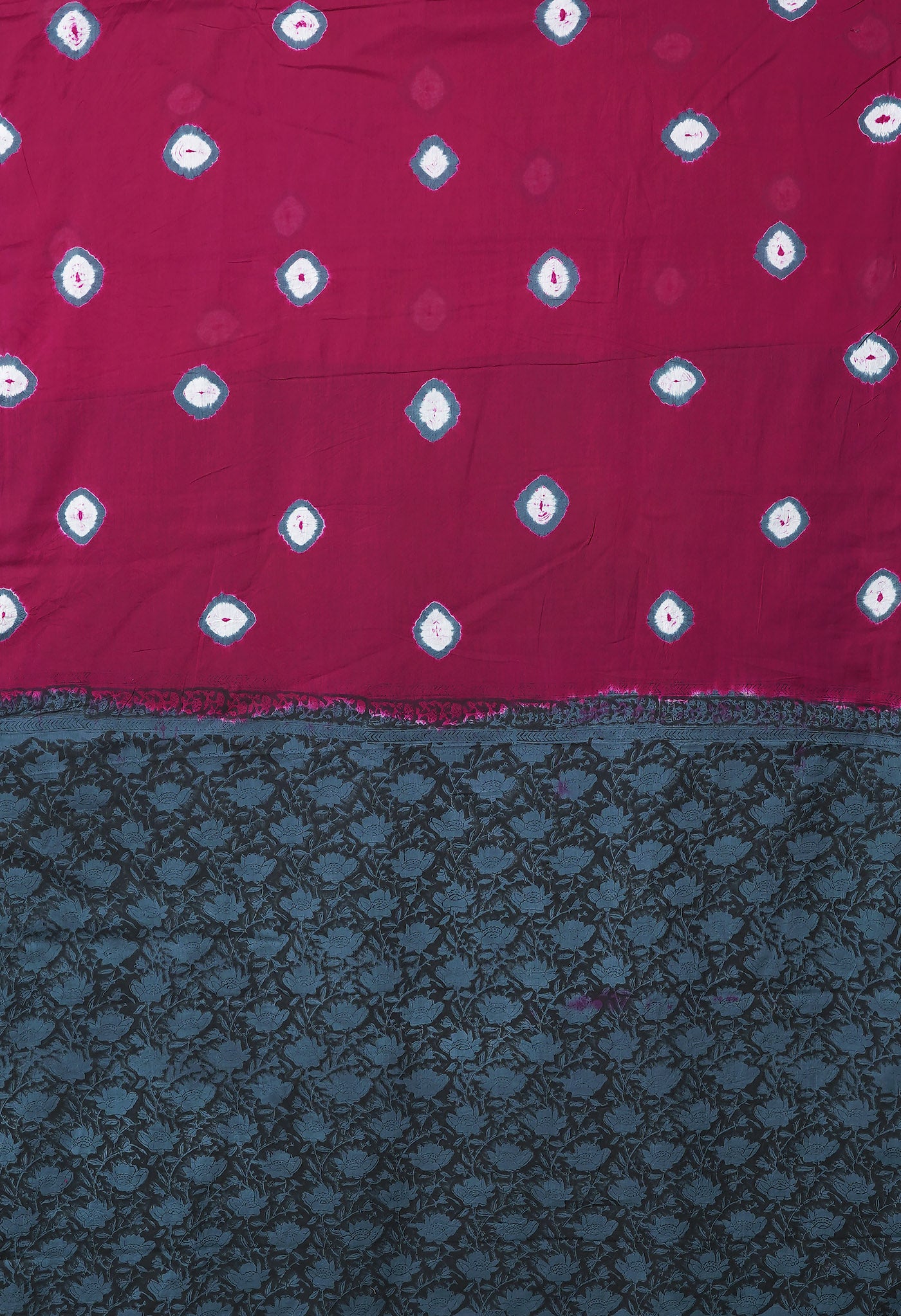 Purple-Black Pure  Bandhani Block Printed Soft Cotton Saree-UNM78453