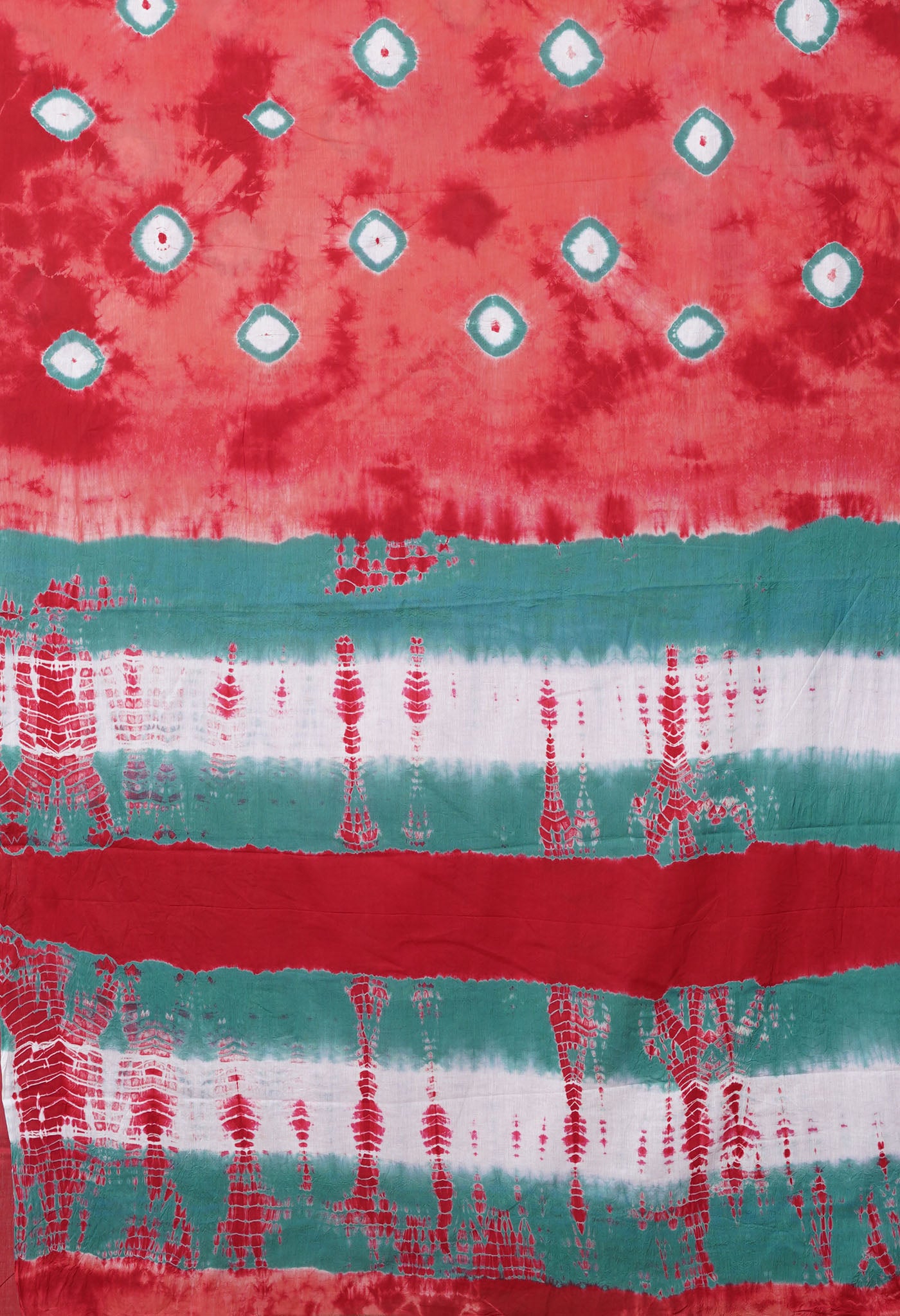 Red Pure  Tie And Dye Shibori Bandhani Printed Soft Cotton Saree-UNM78507