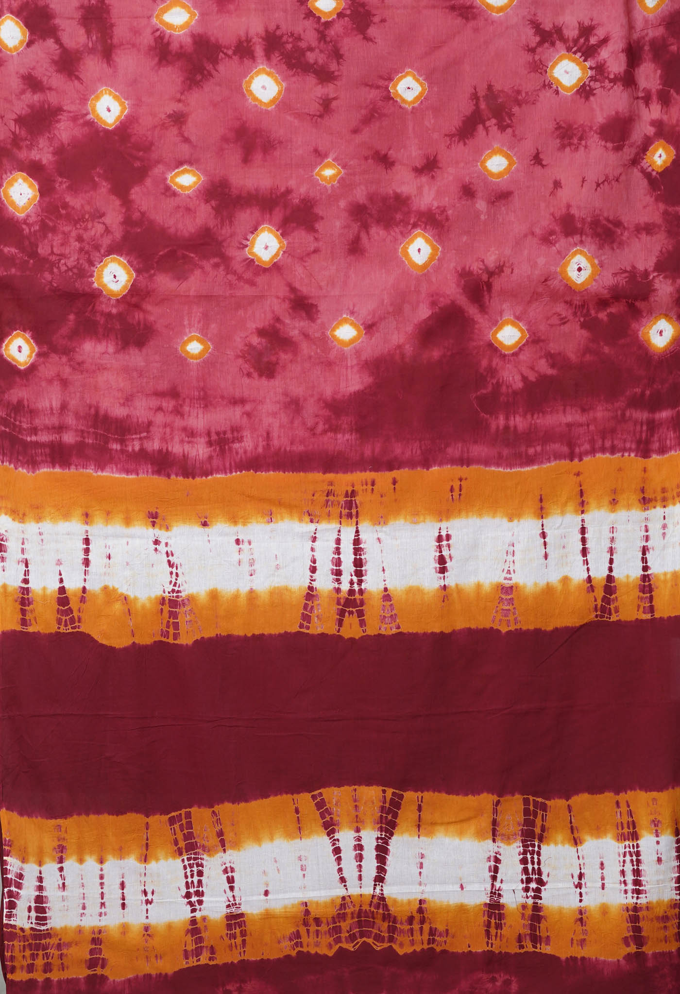 Burgundy Pure  Tie And Dye Shibori Bandhani Printed Soft Cotton Saree-UNM78508