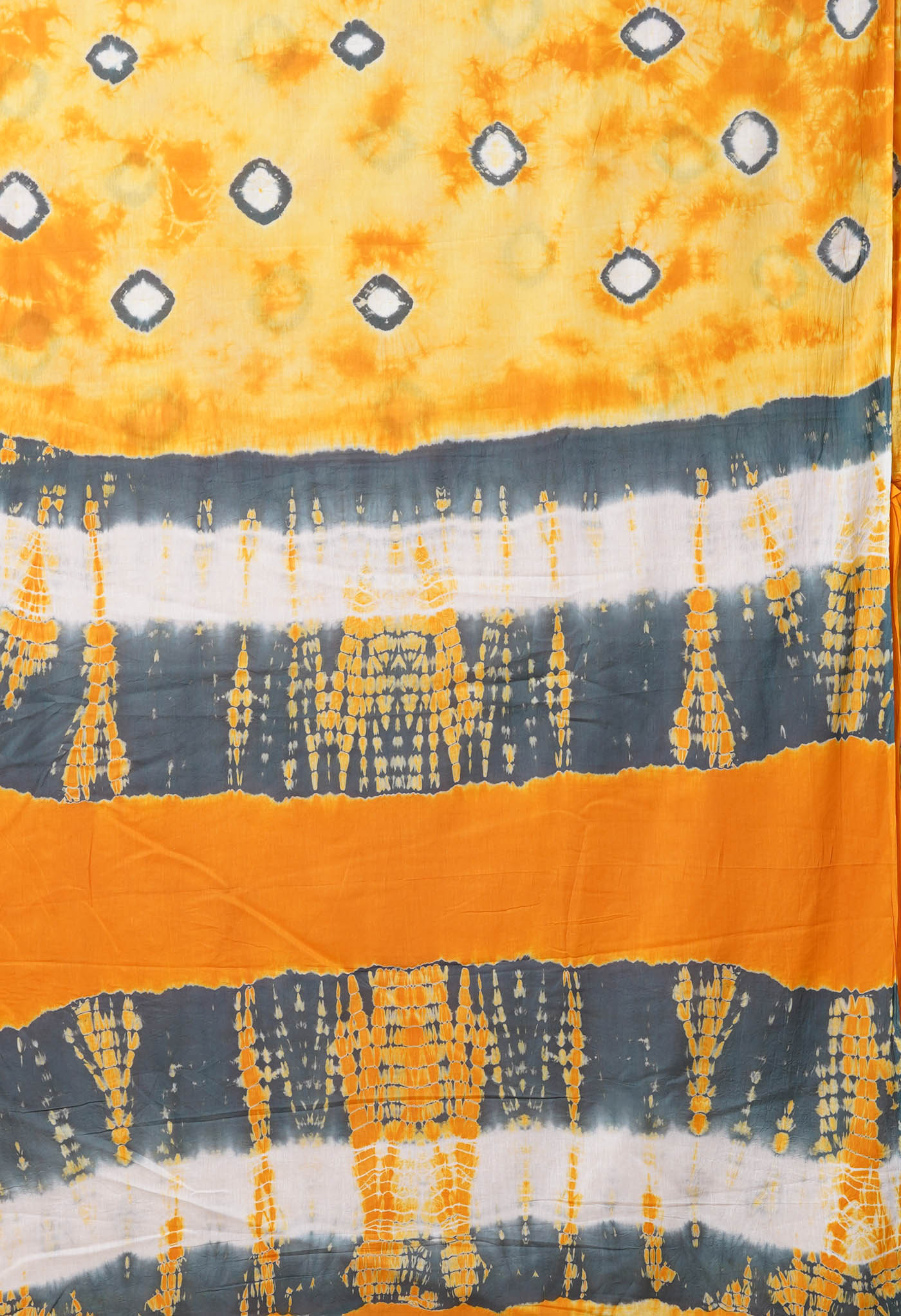 Yellow Pure  Tie And Dye Shibori Bandhani Printed Soft Cotton Saree-UNM78510