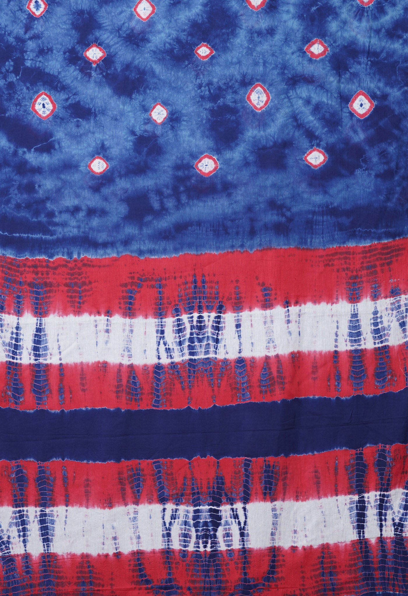 Blue Pure  Tie And Dye Shibori Bandhani Printed Soft Cotton Saree-UNM78511