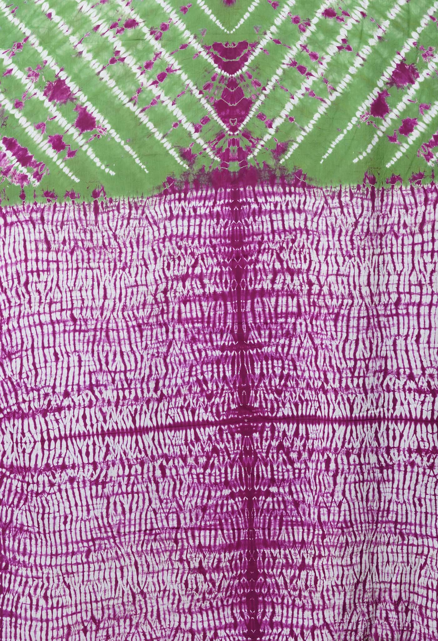 Green-Purple Pure  Tie And Dye Shibori Printed Soft Cotton Saree-UNM78516