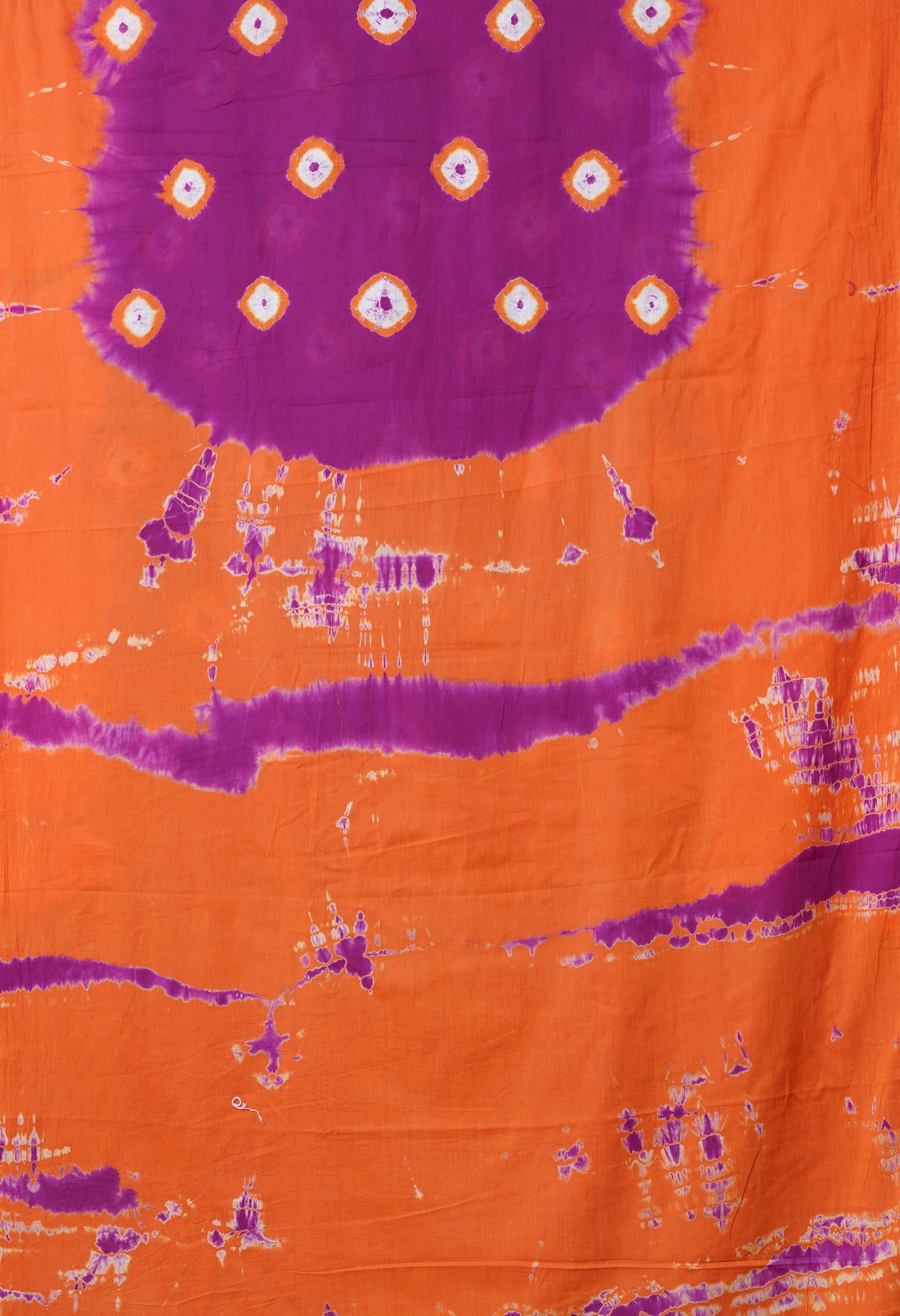 Orange-Purple Pure  Tie And Dye Shibori Printed Soft Cotton Saree-UNM78517