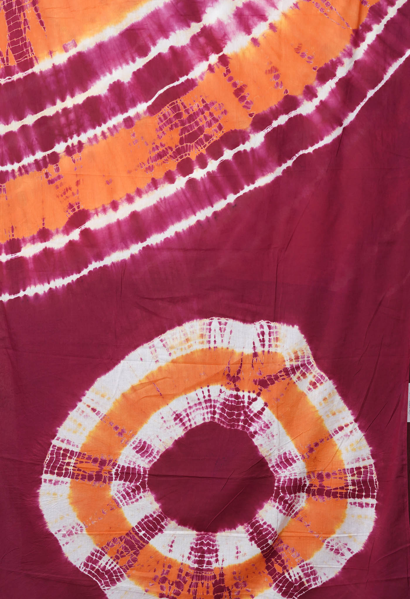 Orange-Maroon Pure  Tie And Dye Shibori Printed Soft Cotton Saree-UNM78526