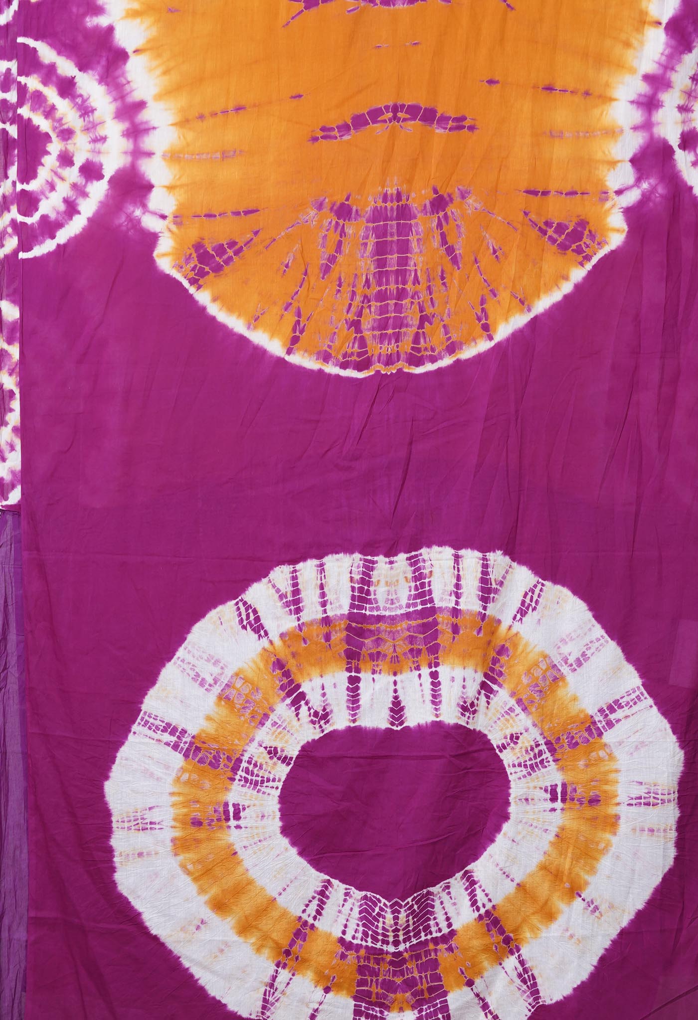 Orange-Purple Pure  Tie And Dye Shibori Printed Soft Cotton Saree-UNM78528