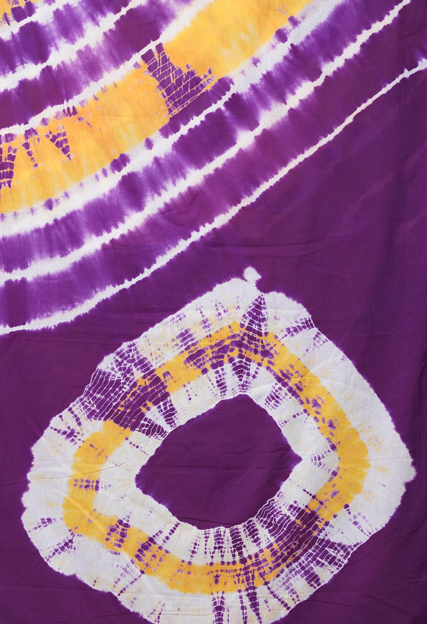 Yellow-Violet Pure  Tie And Dye Shibori Printed Soft Cotton Saree-UNM78529