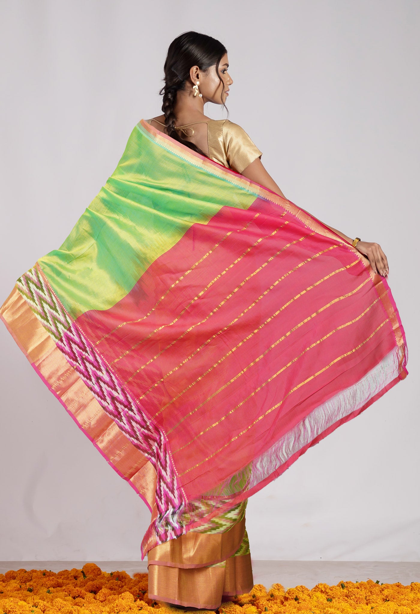 Green Pure Handloom Mangalgiri Soft Silk Saree-UNM78564