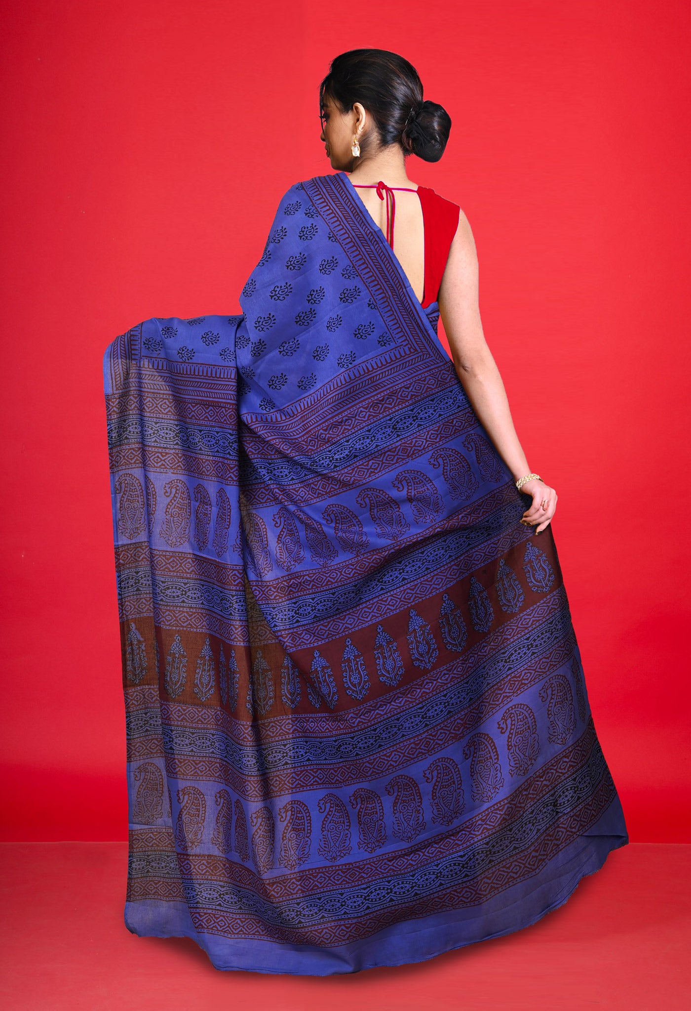 Violet Pure  Bagh Printed Soft Cotton Saree-UNM78627