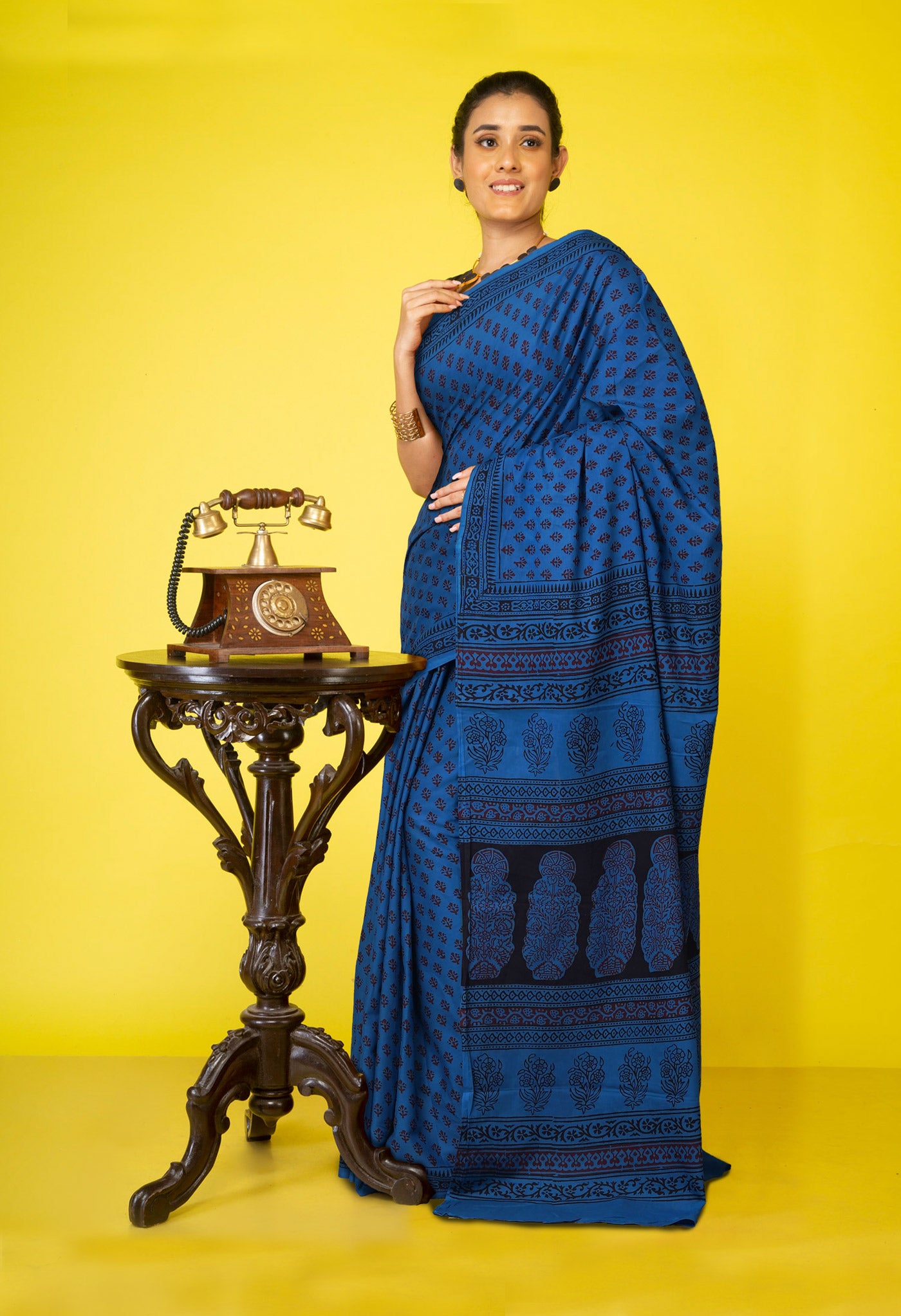 Blue Pure  Bagh Printed Soft Cotton Saree-UNM78680