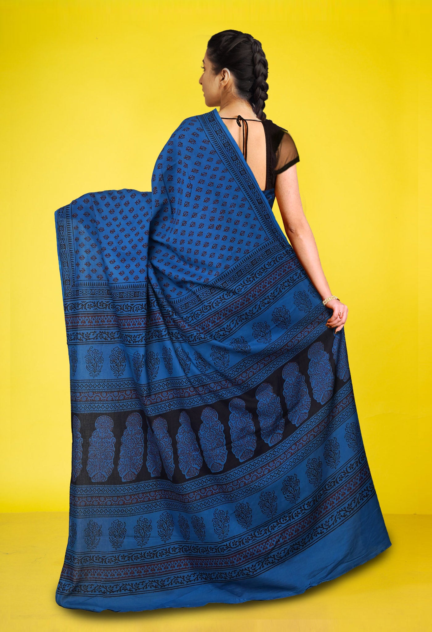 Blue Pure  Bagh Printed Soft Cotton Saree-UNM78680