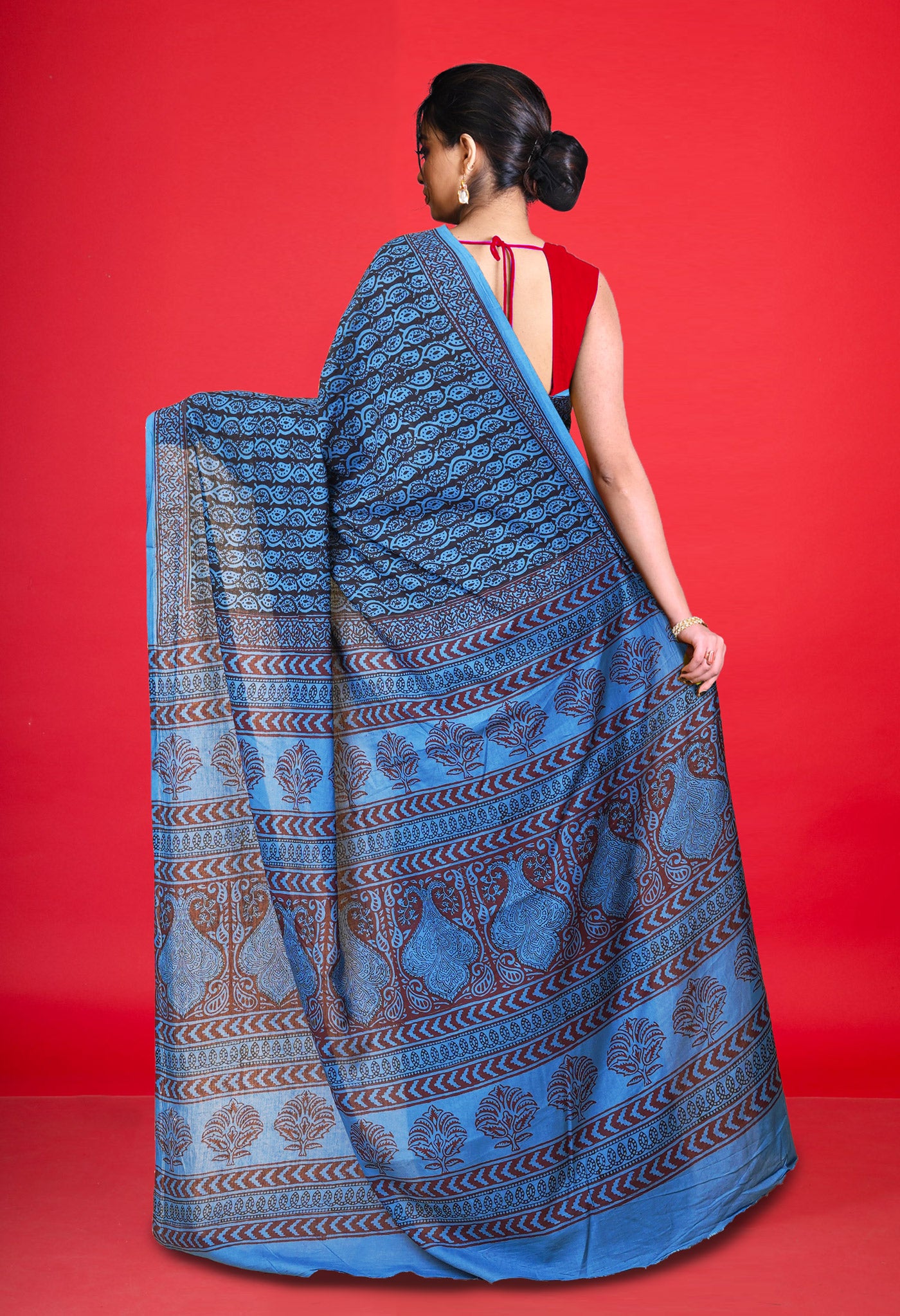 Blue Pure  Bagh Printed Soft Cotton Saree-UNM78756