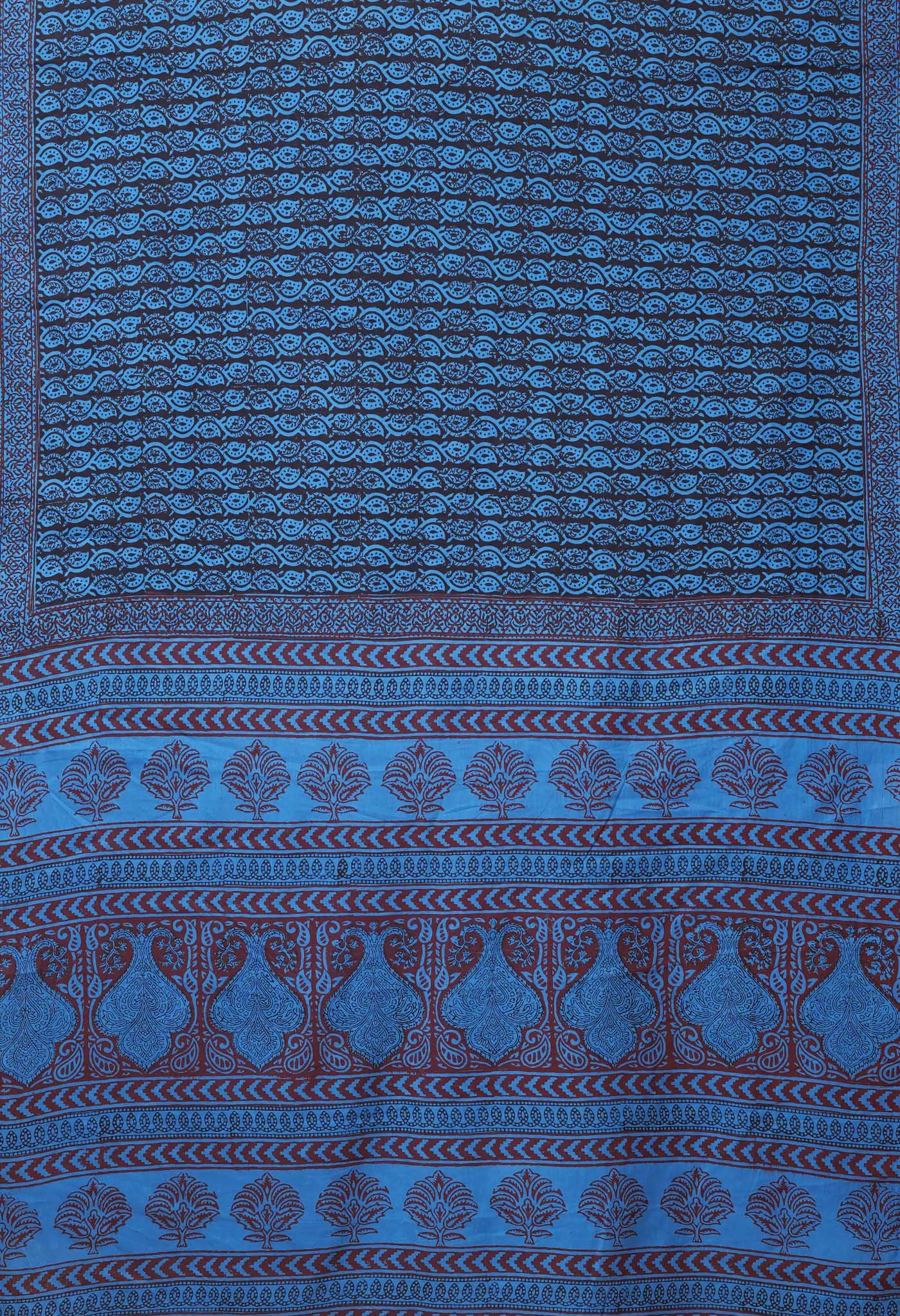 Blue Pure  Bagh Printed Soft Cotton Saree-UNM78756