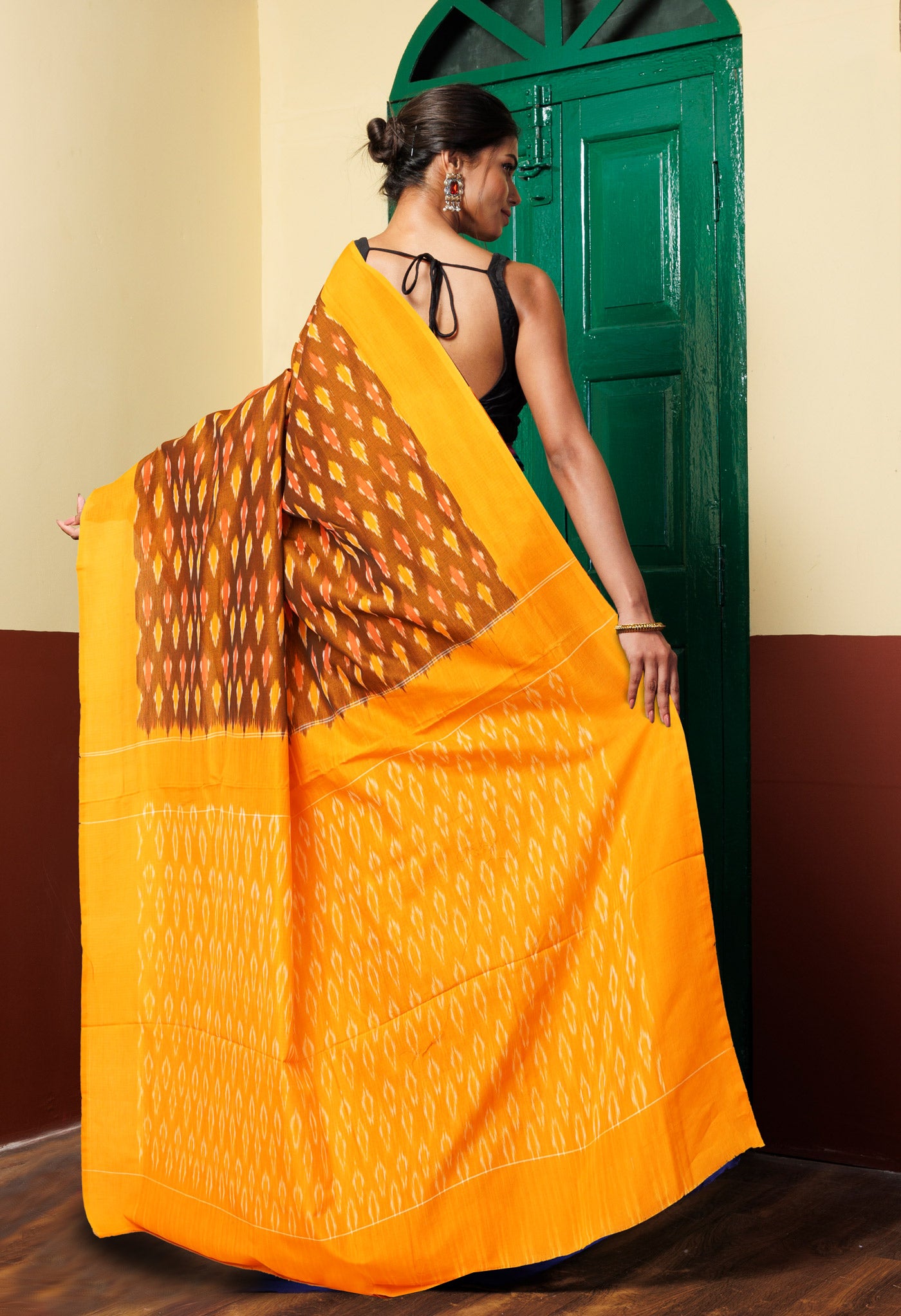 Green Pure Pochampally Mercerized Cotton Silk Saree-UNM78834