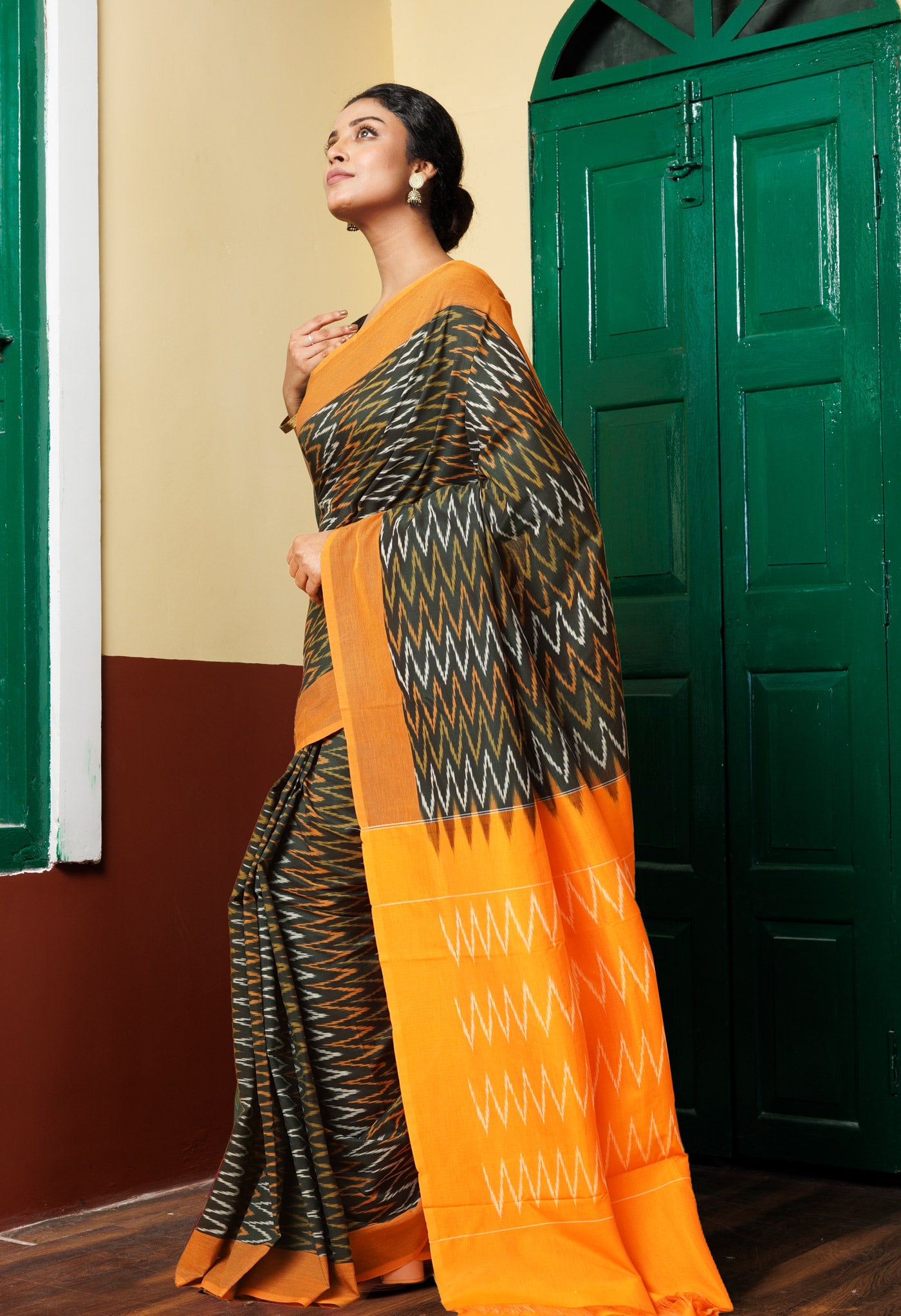 Green Pure Pochampally Mercerized Cotton Silk Saree