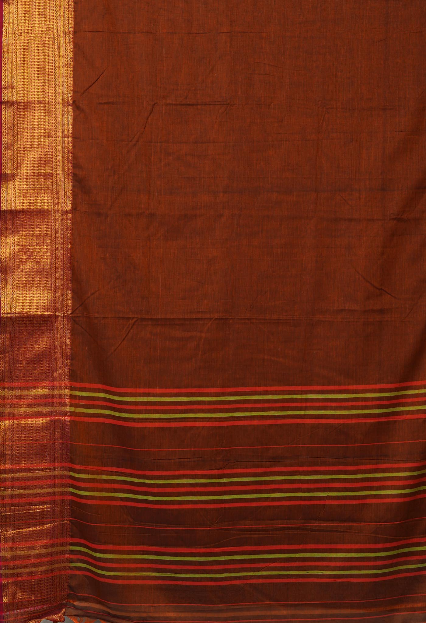 Rust Orange Pure Handloom Narayani Cotton Saree