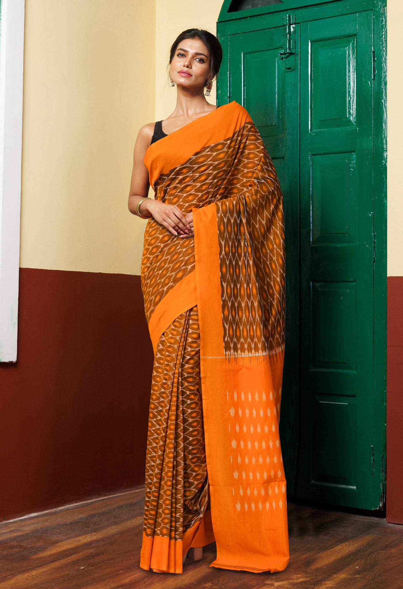 Yellow Pure Pochampally Mercerized Cotton Silk Saree-UNM78909