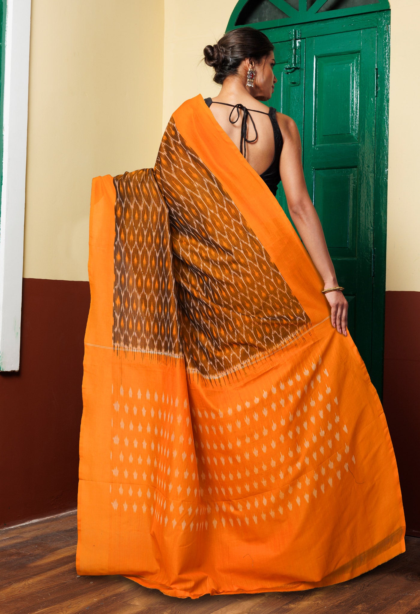 Yellow Pure Pochampally Mercerized Cotton Silk Saree-UNM78909