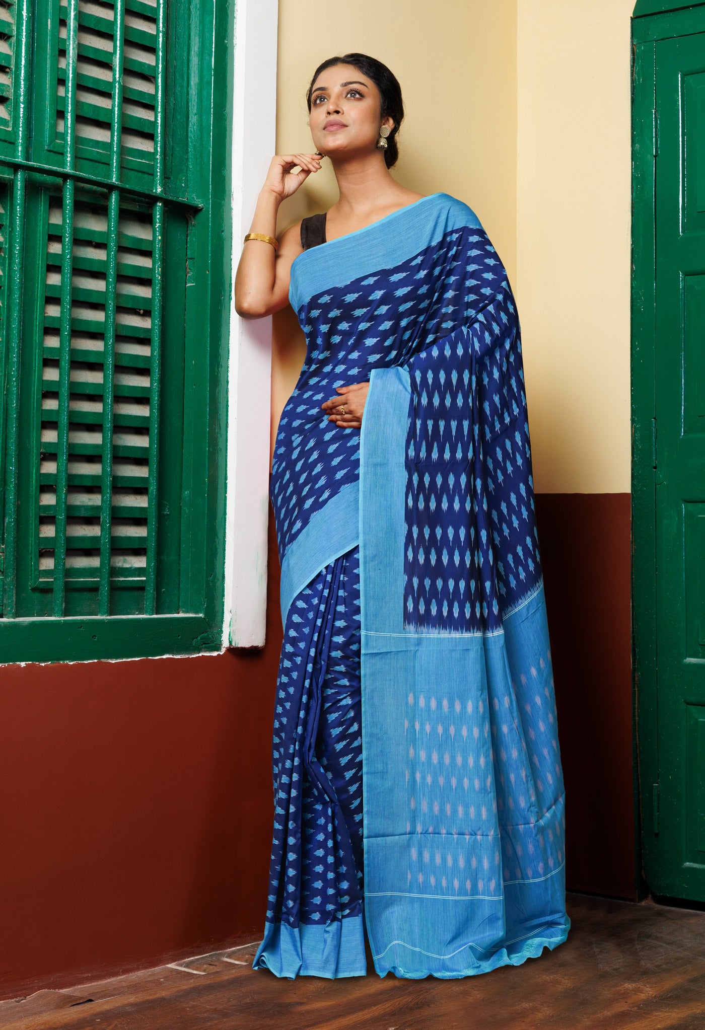 Blue Pure Pochampally Mercerized Cotton Silk Saree-UNM78911