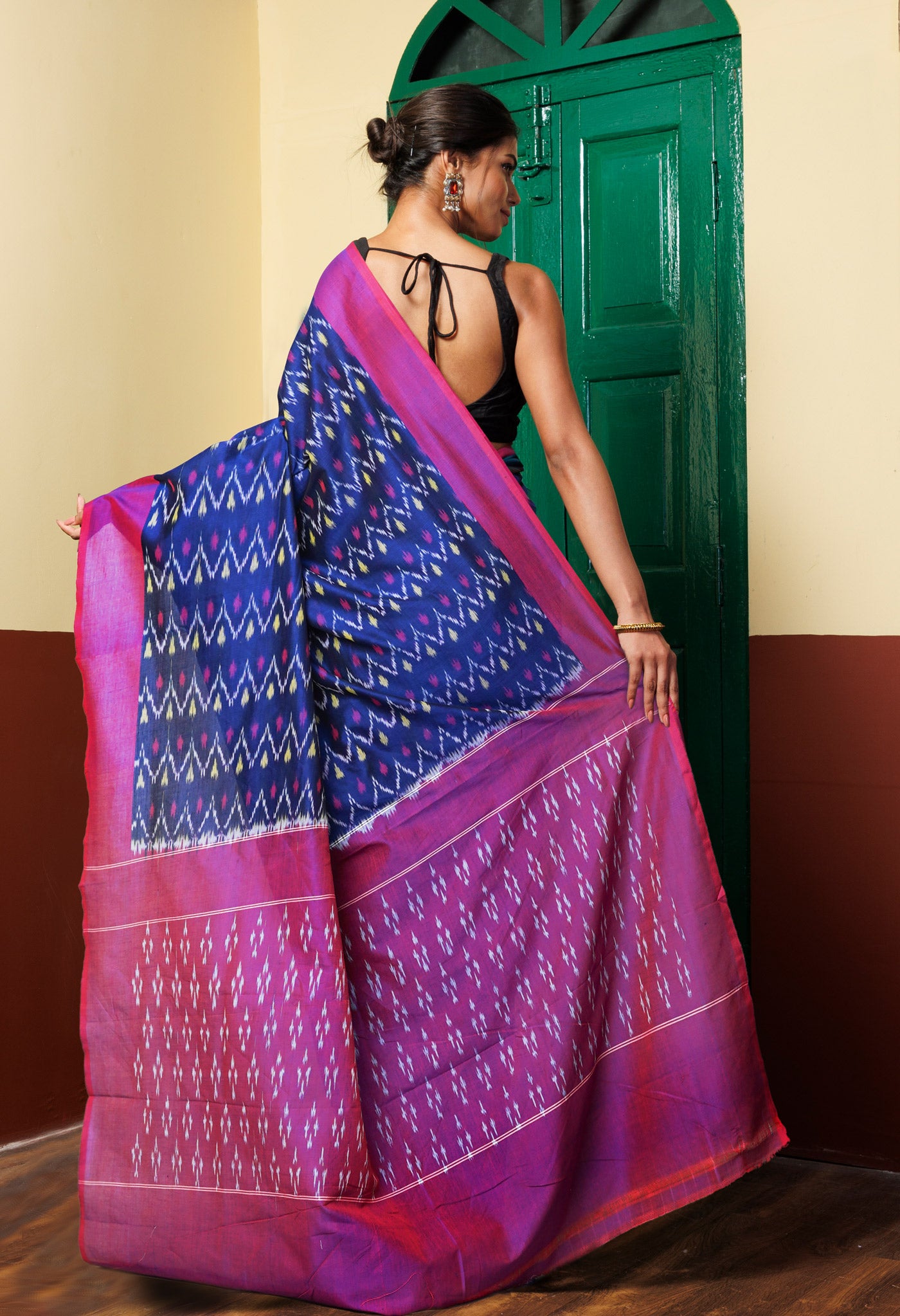 Blue Pure Pochampally Mercerized Cotton Silk Saree-UNM78938