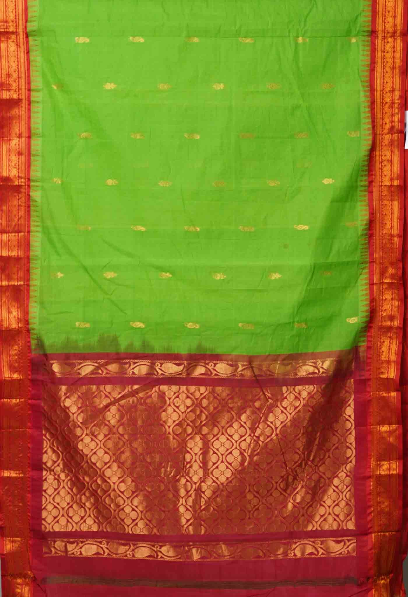 Green Pure  Handloom Gadwal Cotton Saree