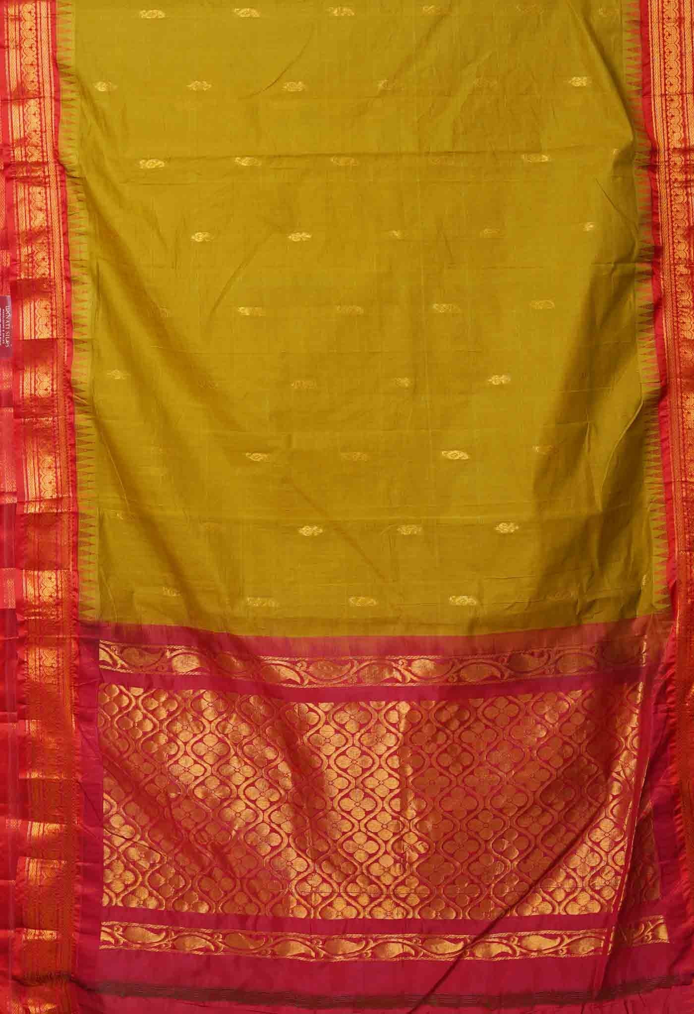 Green Pure  Handloom Gadwal Cotton Saree