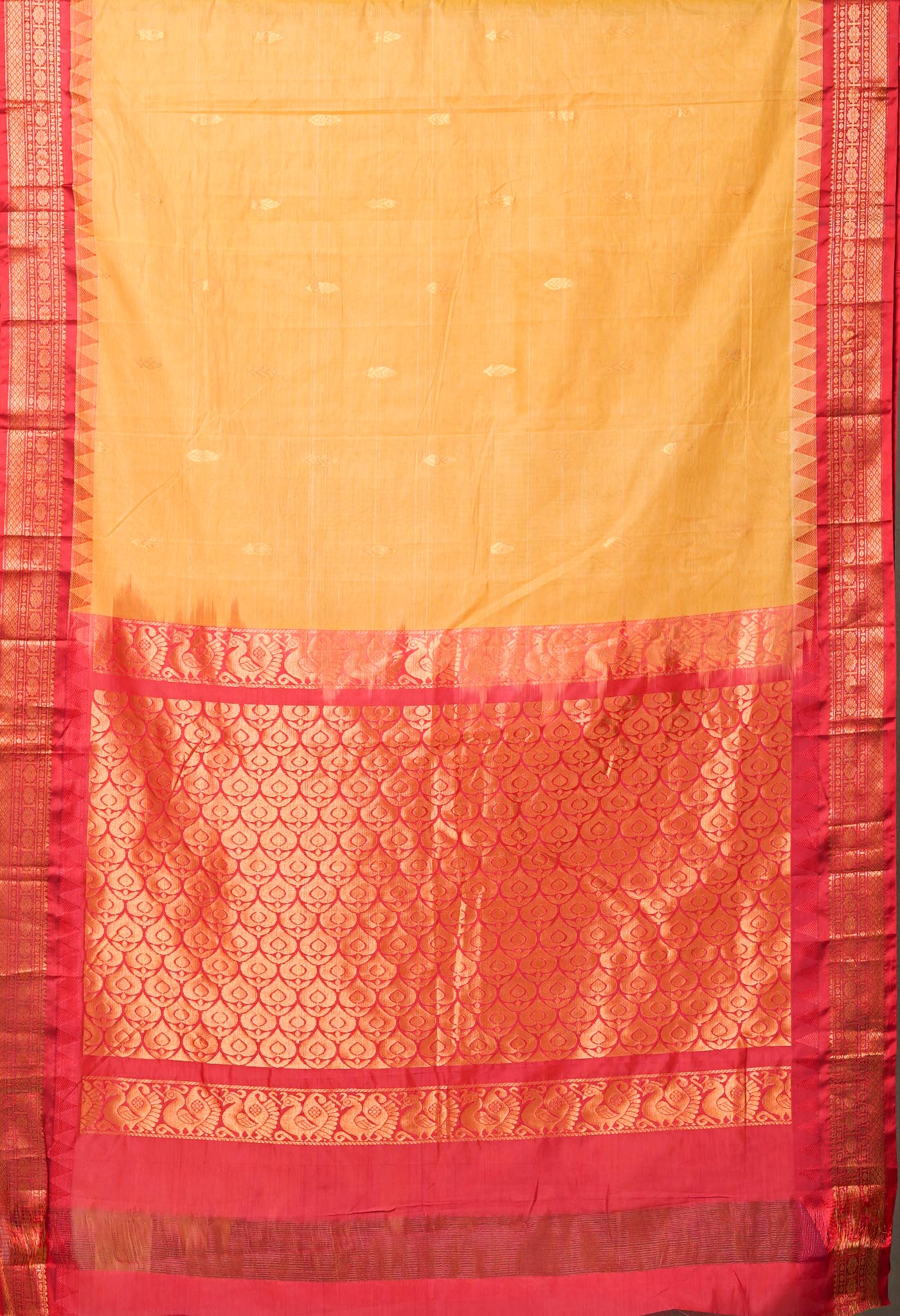 Brown Pure  Handloom Gadwal Cotton Saree