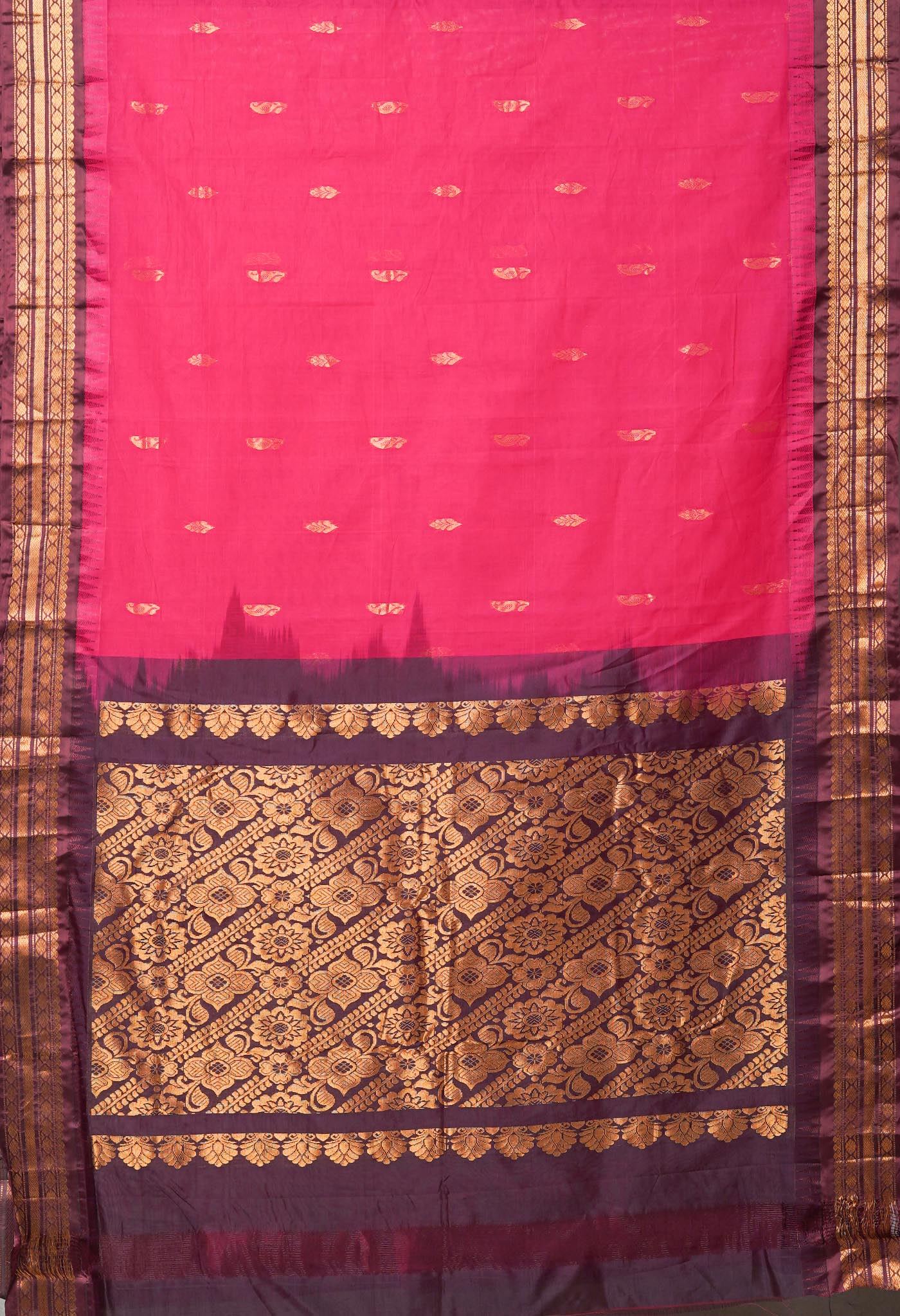 Pink Pure  Handloom Gadwal Cotton Saree