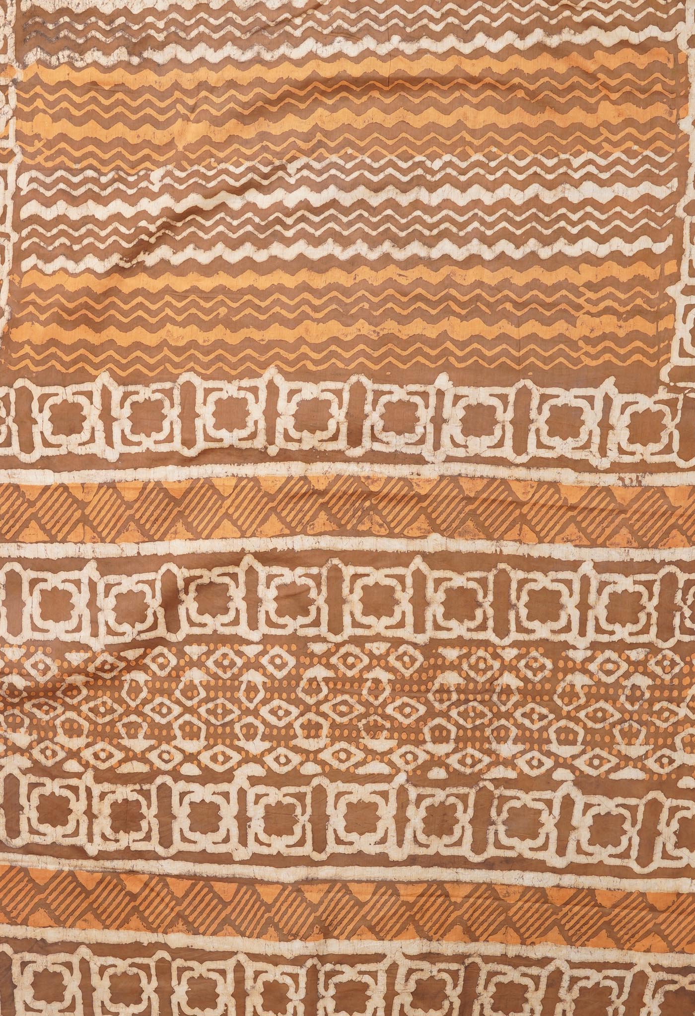 Brown Pure  Dabu Printed Mulmul Cotton Saree-UNM78964