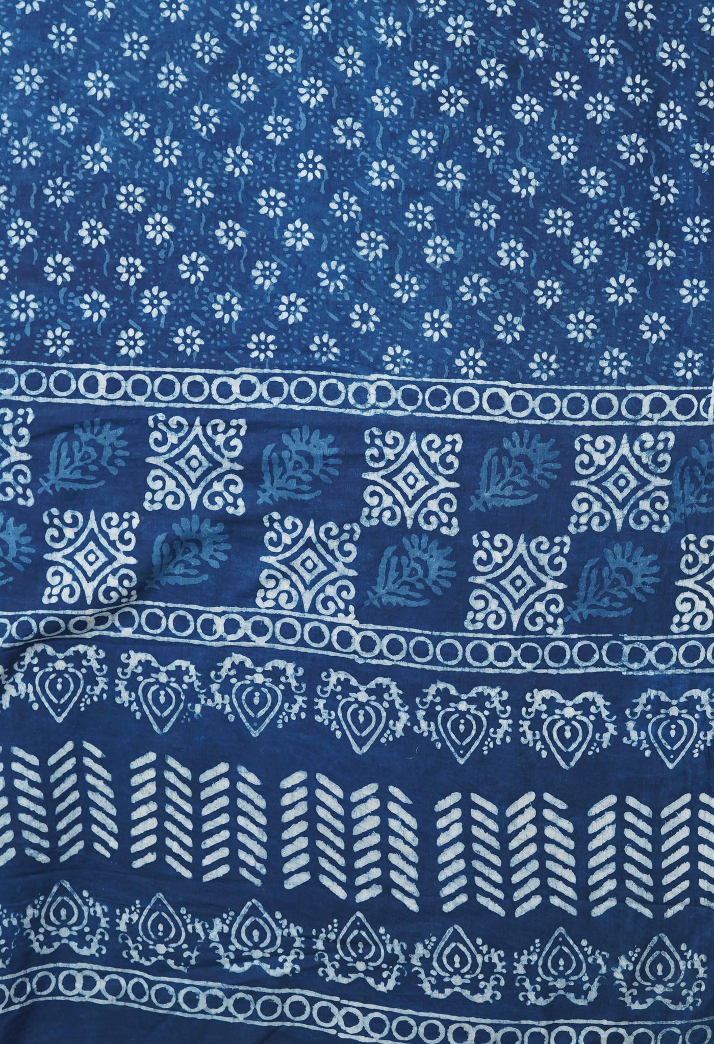 Indigo Blue Pure  Dabu Printed Mulmul Cotton Saree