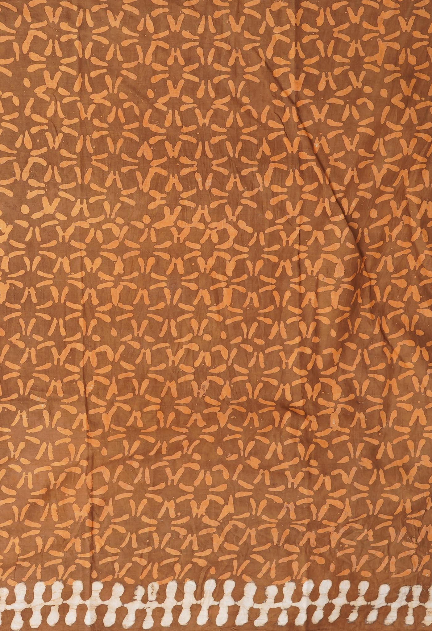 Brown Pure  Dabu Printed Mulmul Cotton Saree-UNM78973