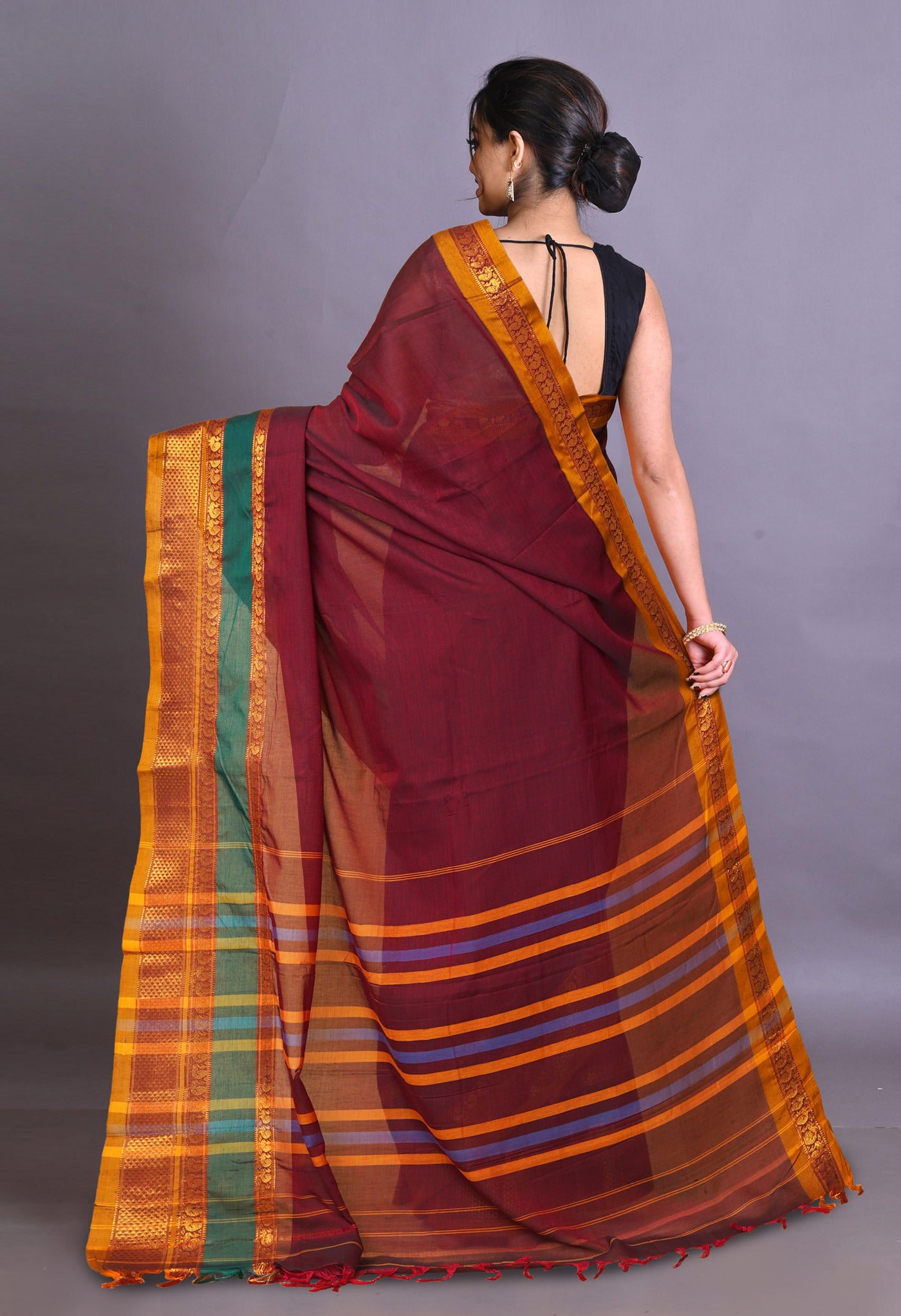 Maroon Pure Handloom Narayani Cotton Saree-UNM79043