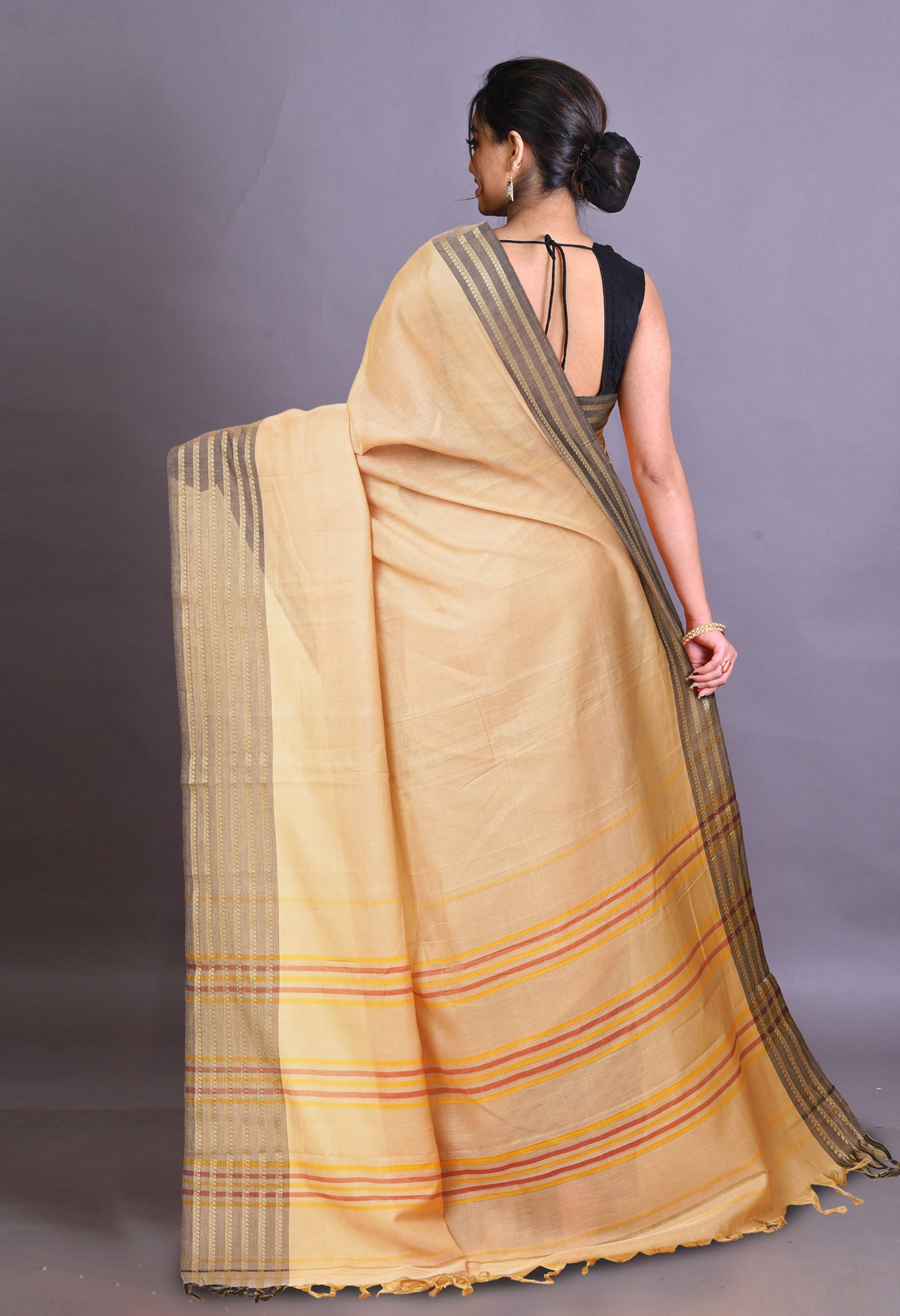 Cream Pure Handloom Narayani Cotton Saree