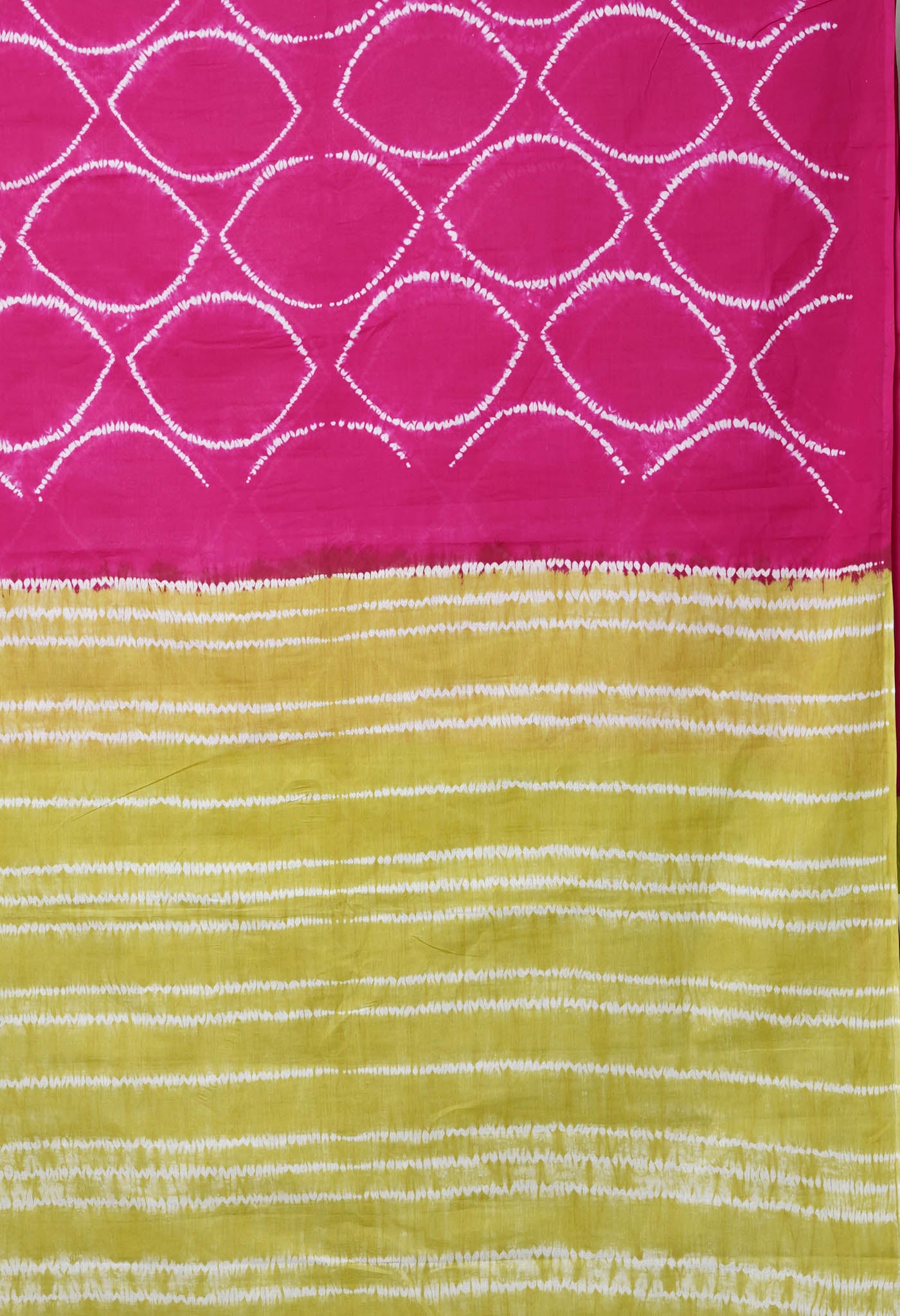 Pink-Green Pure Tie And Dye Shibori Printed Soft Cotton Saree-UNM79073