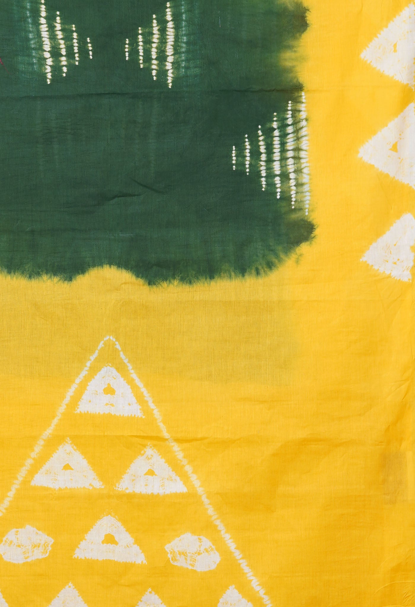 Green-Yellow Pure Tie And Dye Shibori Printed Soft Cotton Saree-UNM79079